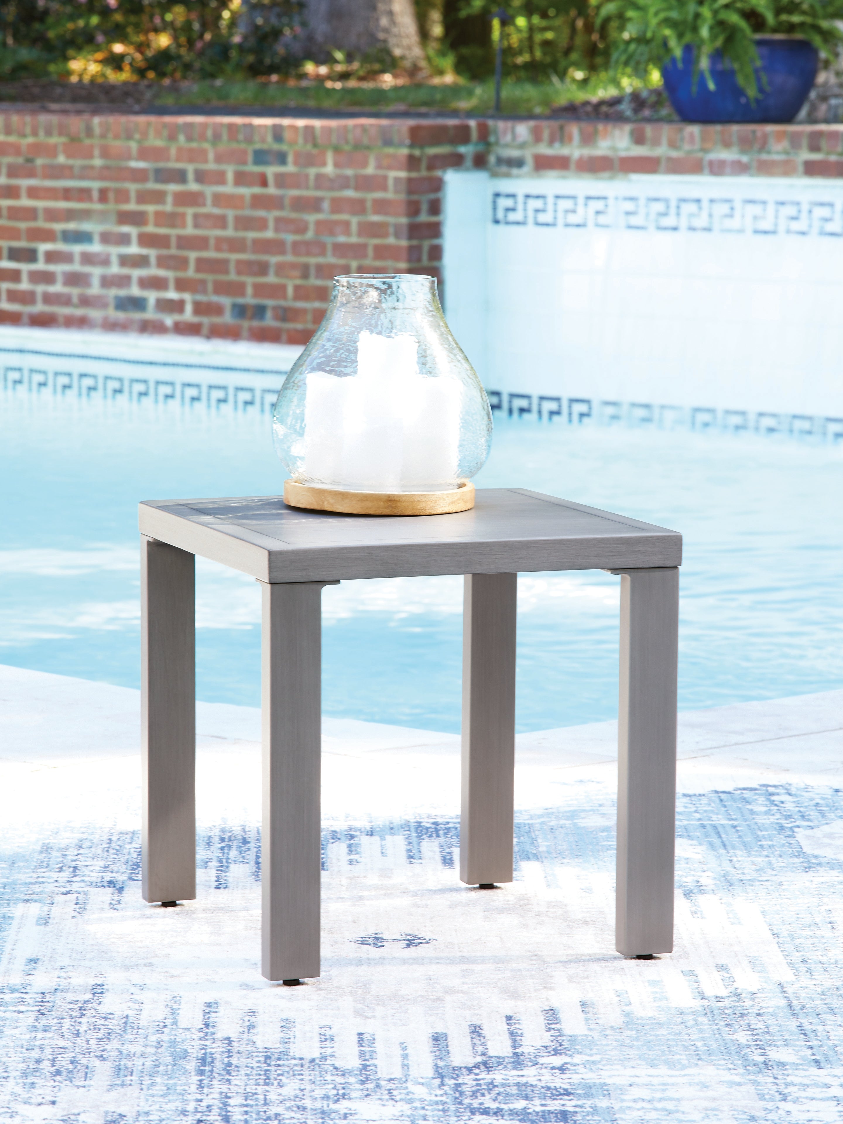 Warmstead Furniture - Ashley Furniture - Half Moon Beach Outdoor - Square End Table / Gray - PCP418-702