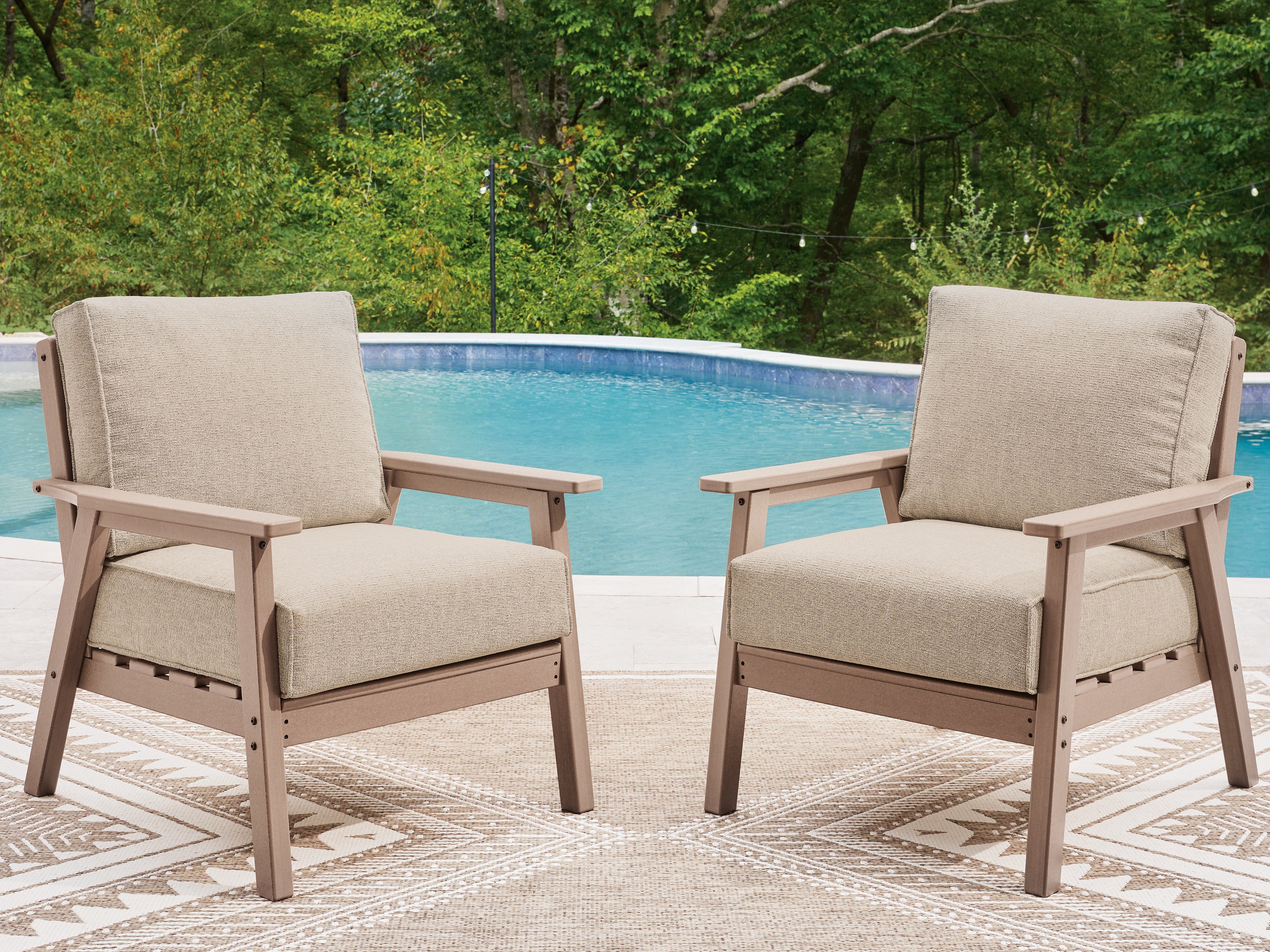 Warmstead Furniture - Ashley Furniture - Grover Beach Outdoor - Lounge Chair w/Cushion (Set of 2) / Driftwood - PCP422-820