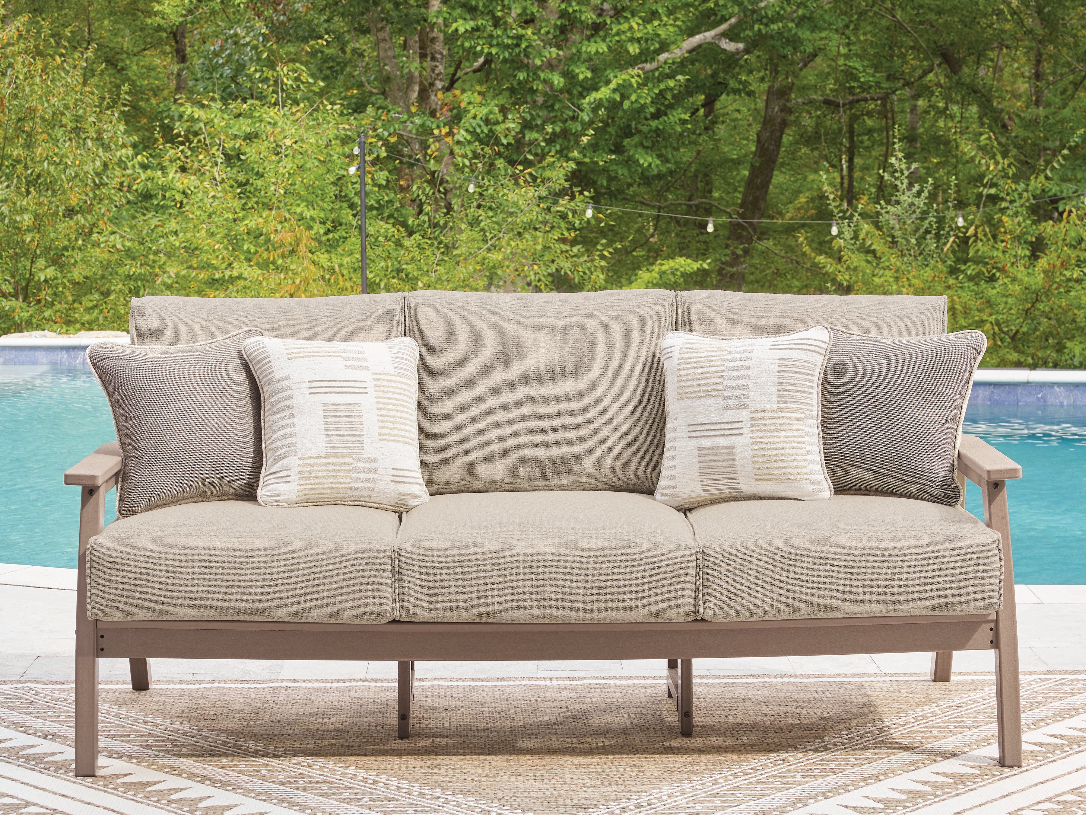 Warmstead Furniture - Ashley Furniture - Grover Beach Outdoor - Sofa with Cushion / Driftwood - PCP422-838