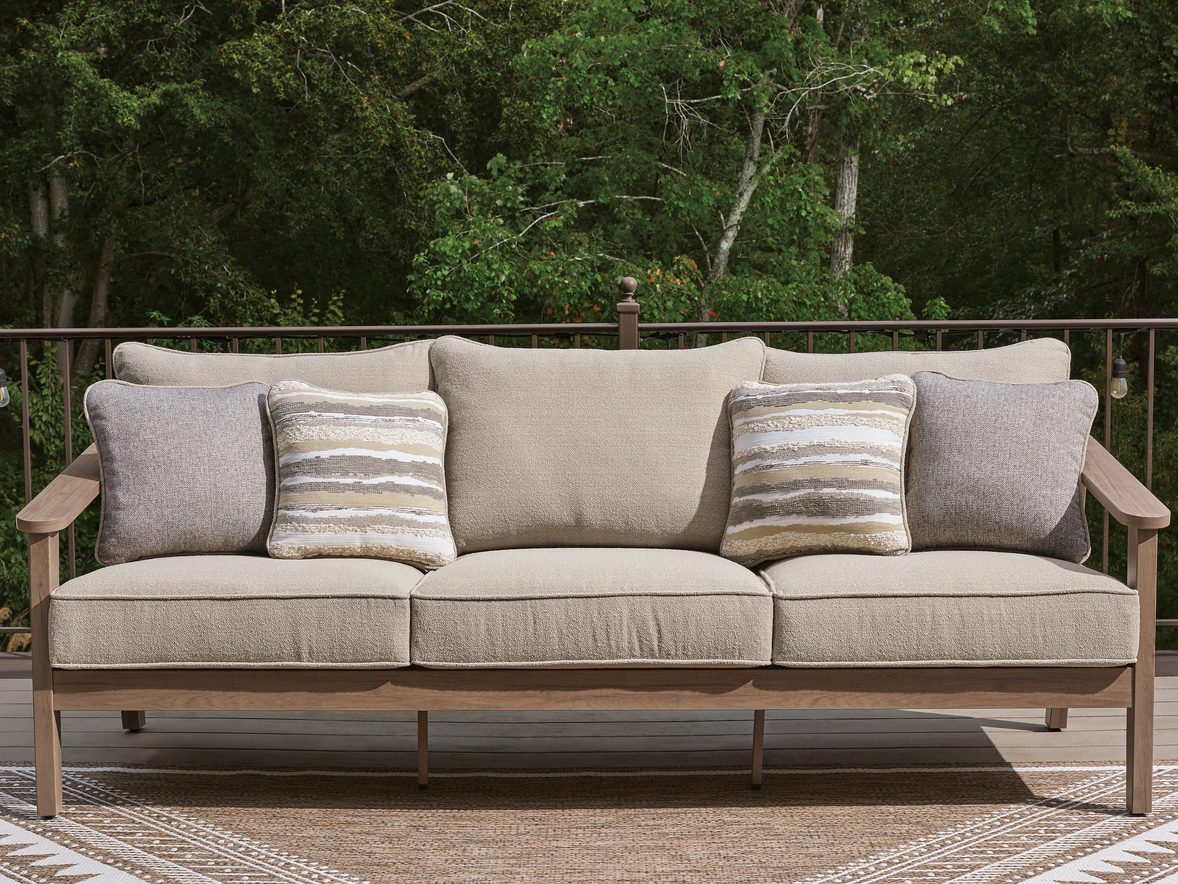 Warmstead Furniture - Ashley Furniture - Harmony Headlands Outdoor - Sofa with Cushion / Natural/Gray - PCP428-838