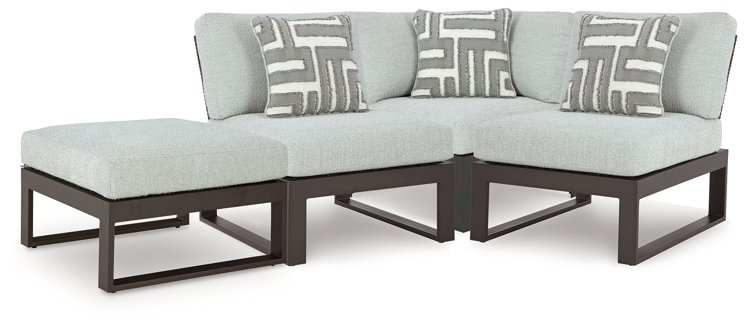 Warmstead Furniture - Ashley Furniture - Beachloft Outdoor - 4-Piece Outdoor Sectional / Black/Gray - P490P7