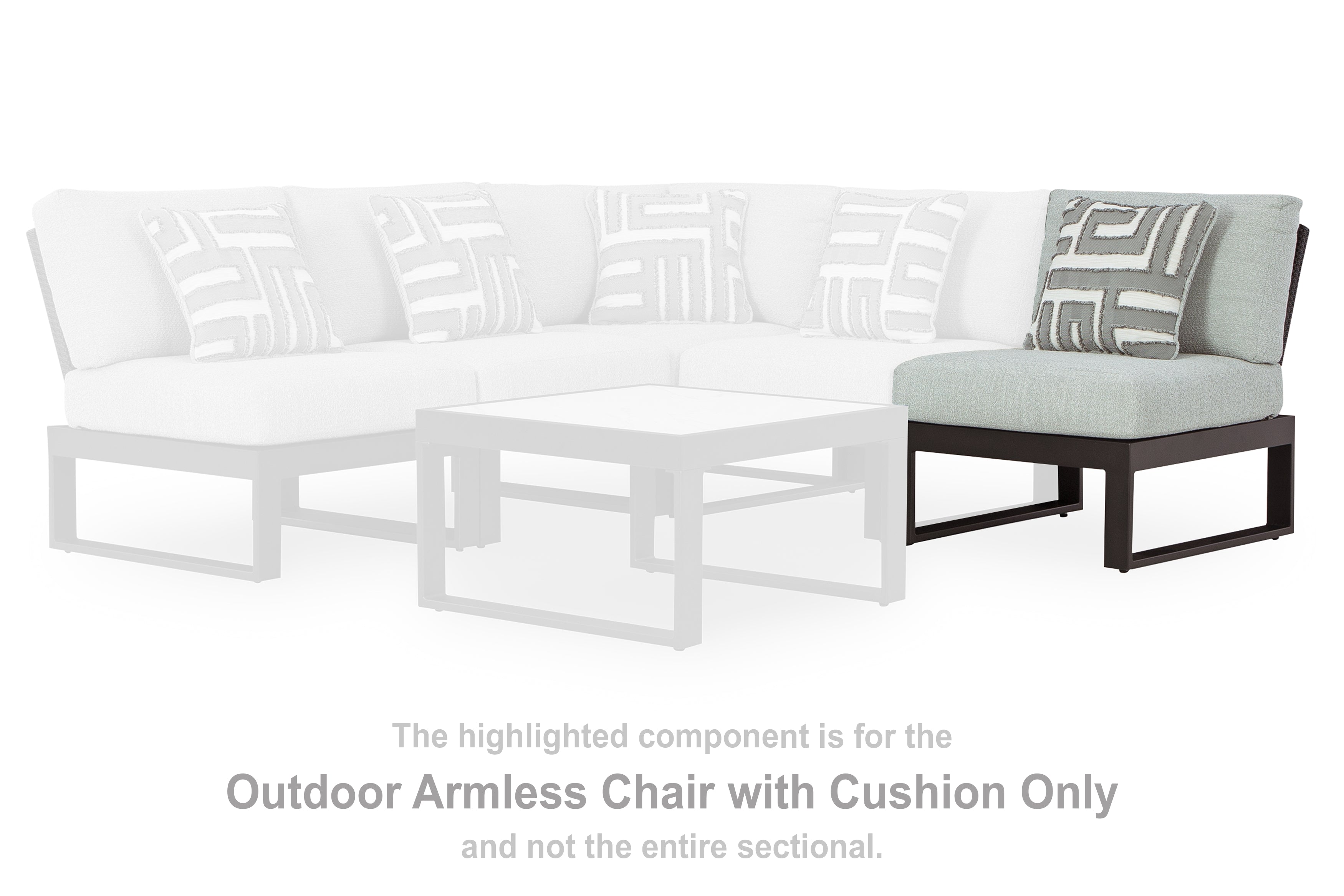 Warmstead Furniture - Ashley Furniture - Beachloft Outdoor - Armless Chair w/Cushion / Black/Gray - P490-846