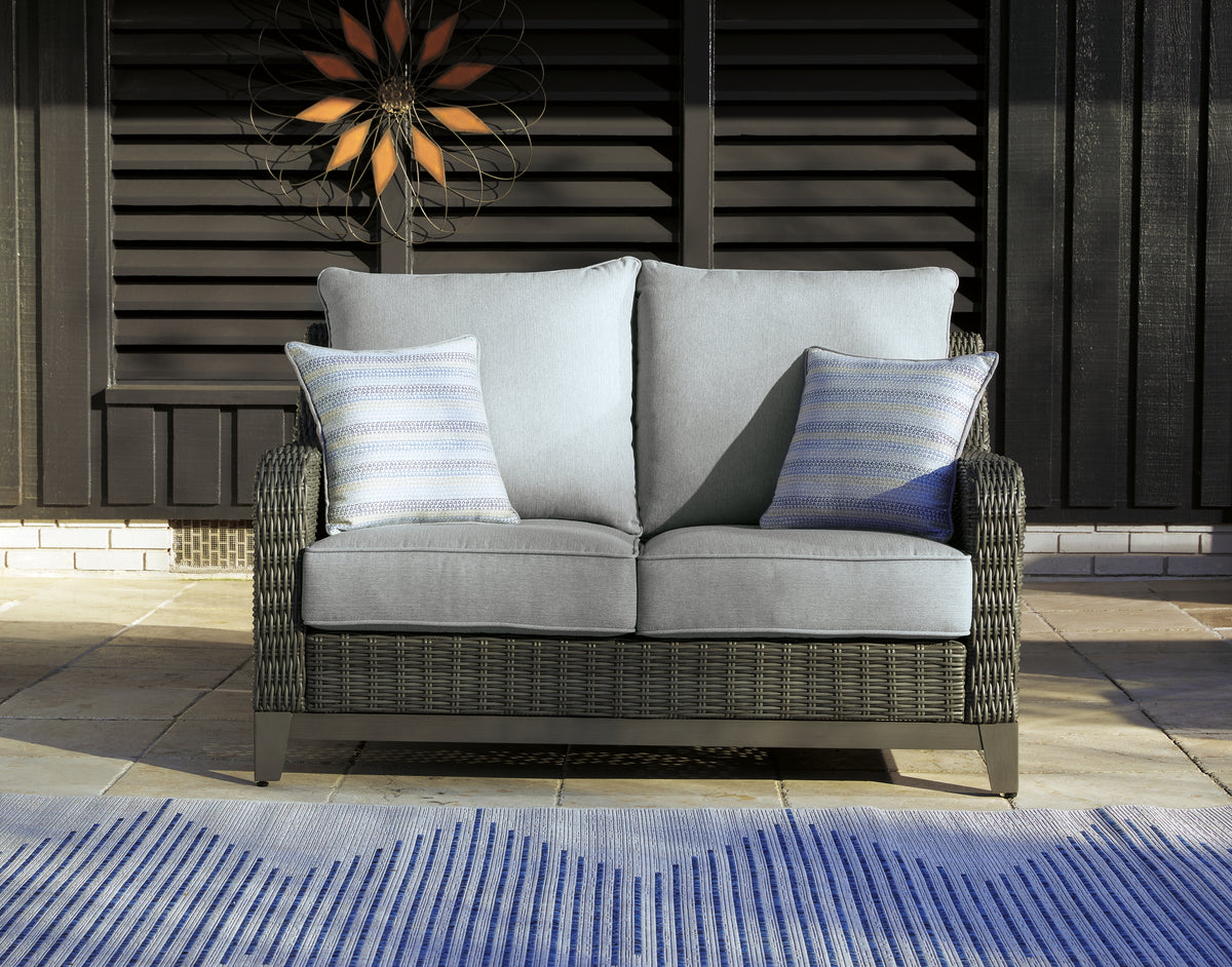 Warmstead Furniture - Ashley Furniture - Elite Park Outdoor - Bench with Cushion / Gray - P518-600