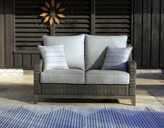 Warmstead Furniture - Ashley Furniture - Elite Park Outdoor - Bench with Cushion / Gray - P518-600