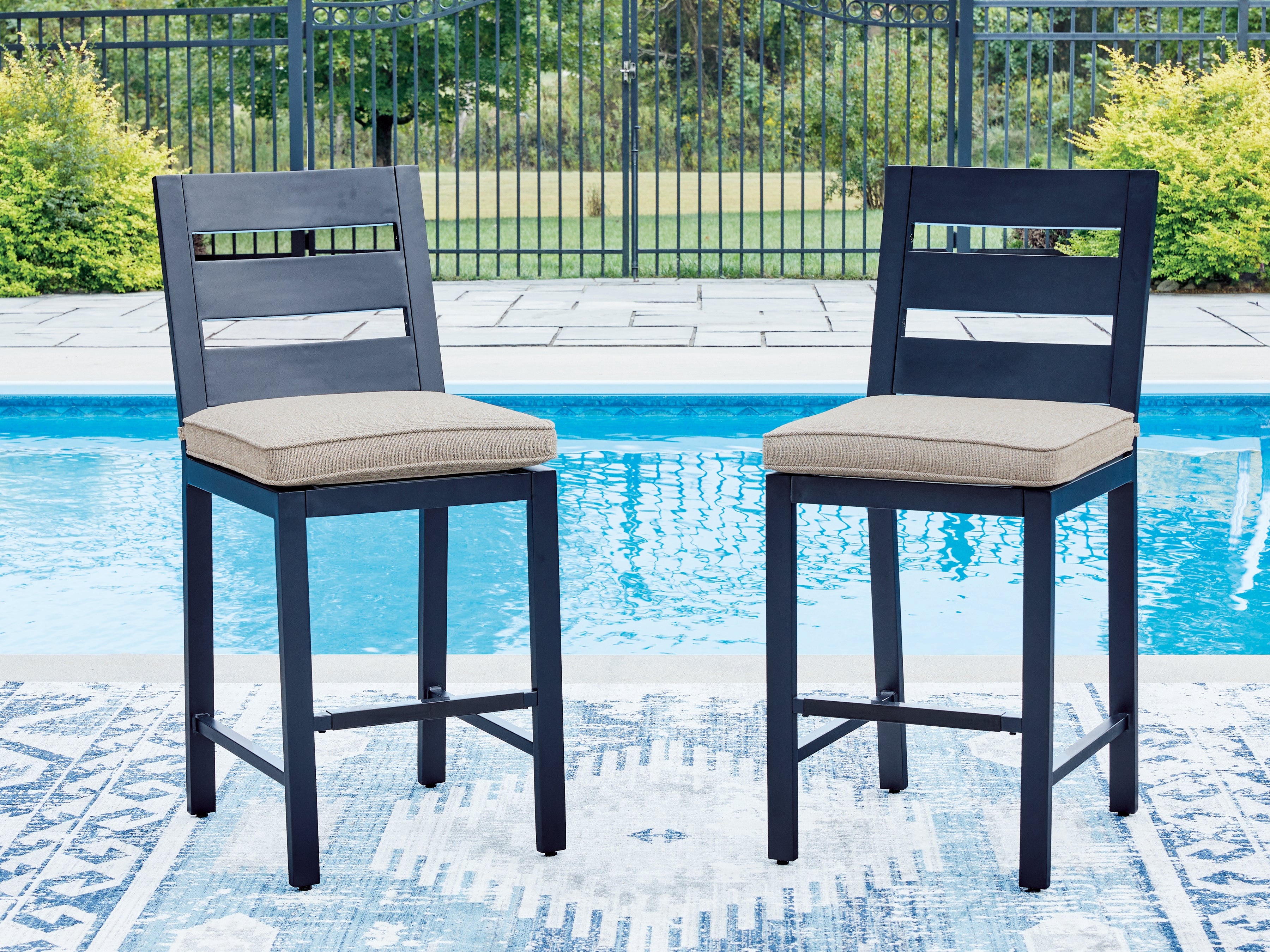 Warmstead Furniture - Ashley Furniture - East Beach Outdoor - Barstool (Set of 2) / Navy Blue - PCP587-124