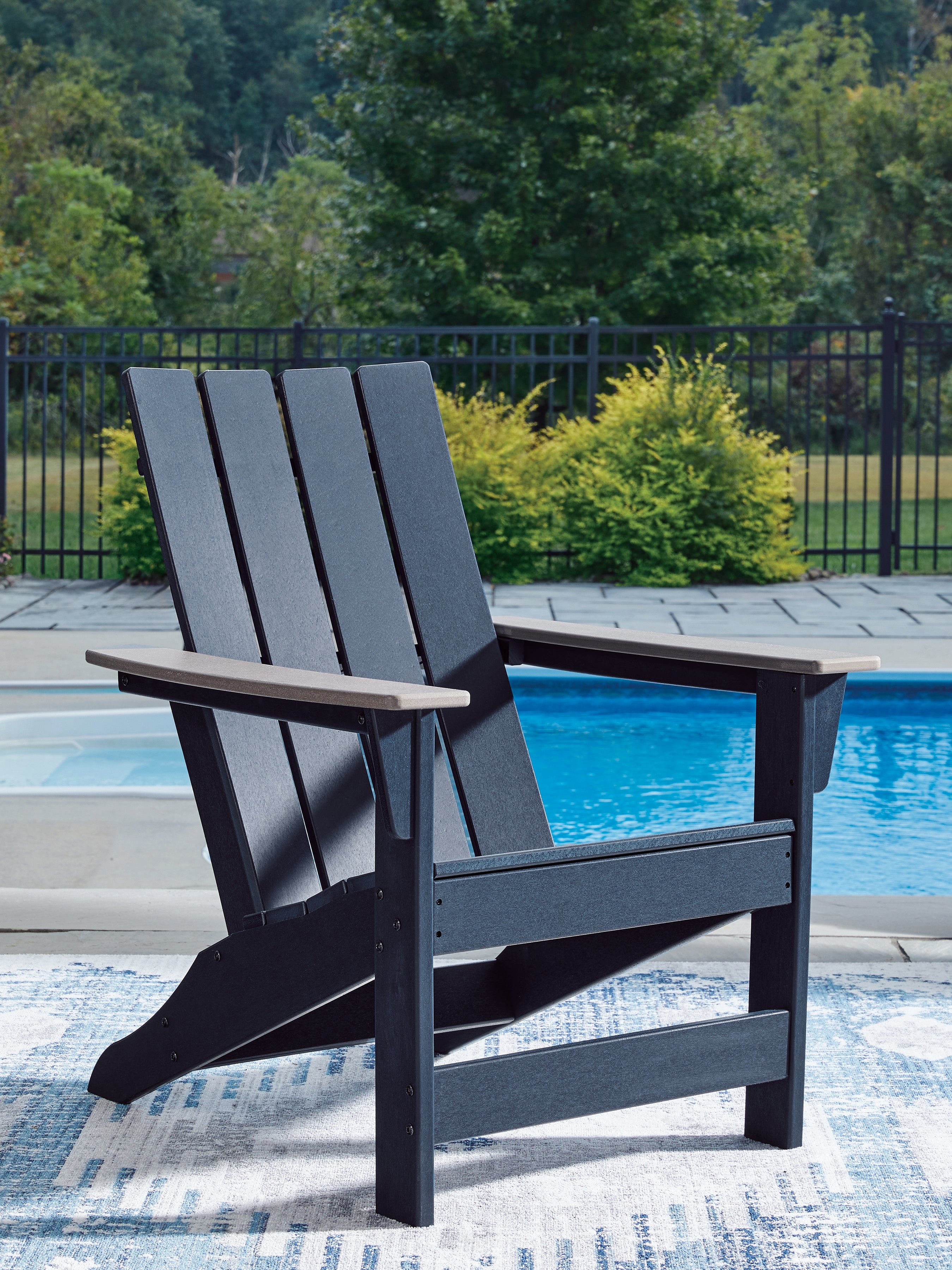 Warmstead Furniture - Ashley Furniture - East Beach Outdoor - Adirondack Chair / Navy Blue/Driftwood - PCP587-898