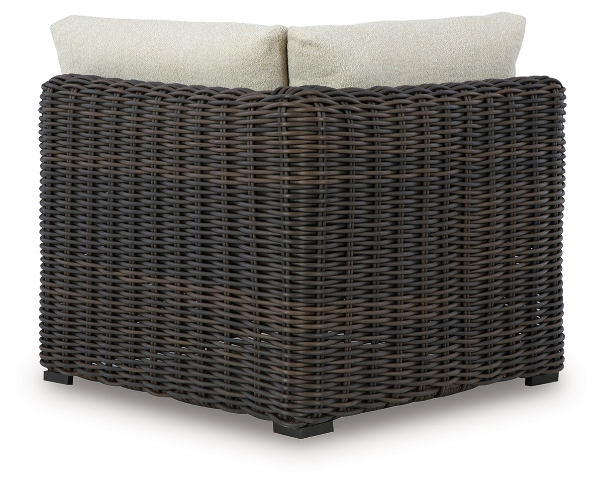 Warmstead Furniture - Ashley Furniture - Kimora Outdoor - Swivel Lounge Chair w/Cushion / Beige/Dark Brown - P711-810