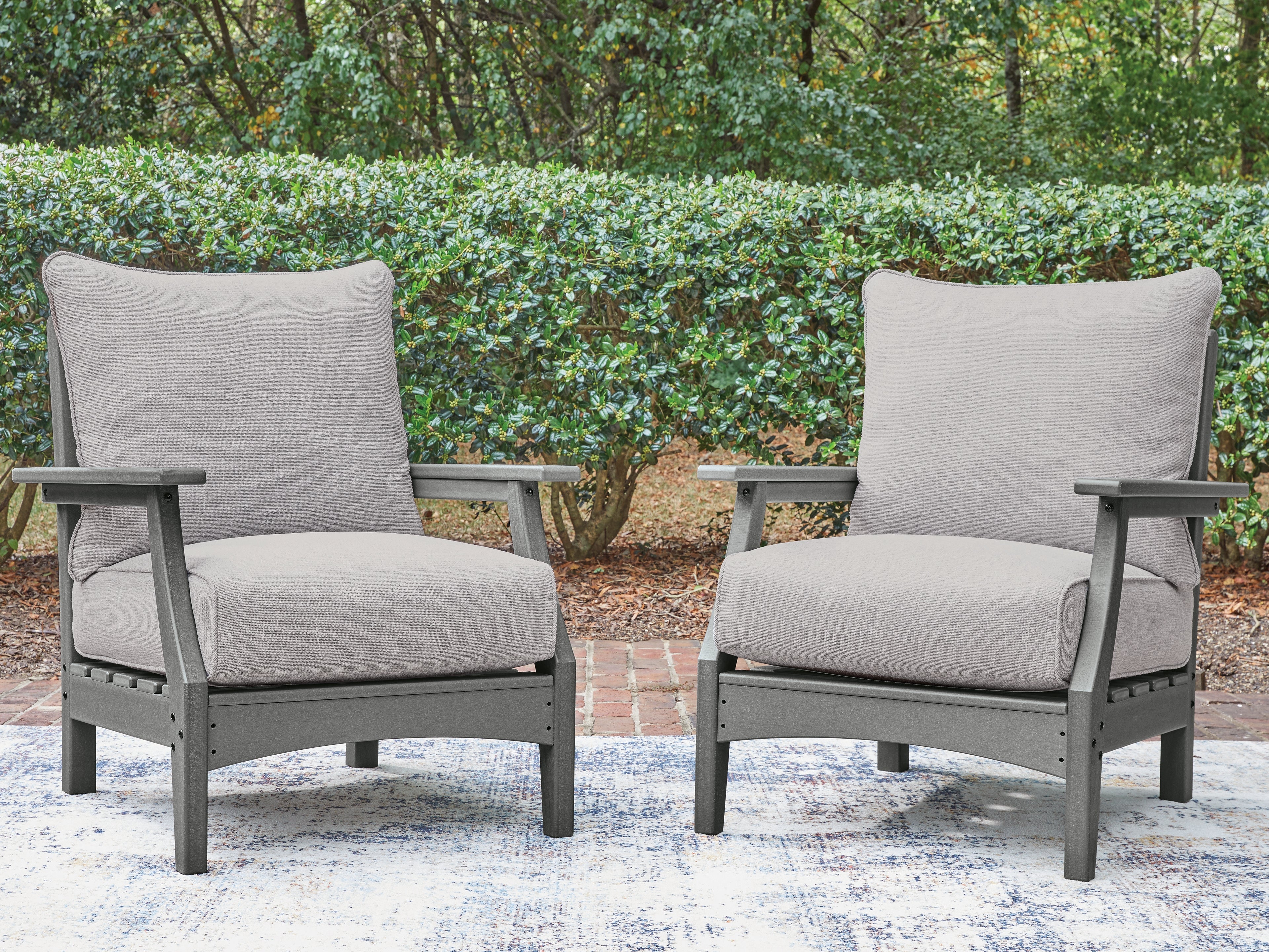 Warmstead Furniture - Ashley Furniture - Cove Beach Outdoor - Lounge Chair w/Cushion (Set of 2) / Gray - PCP803-820