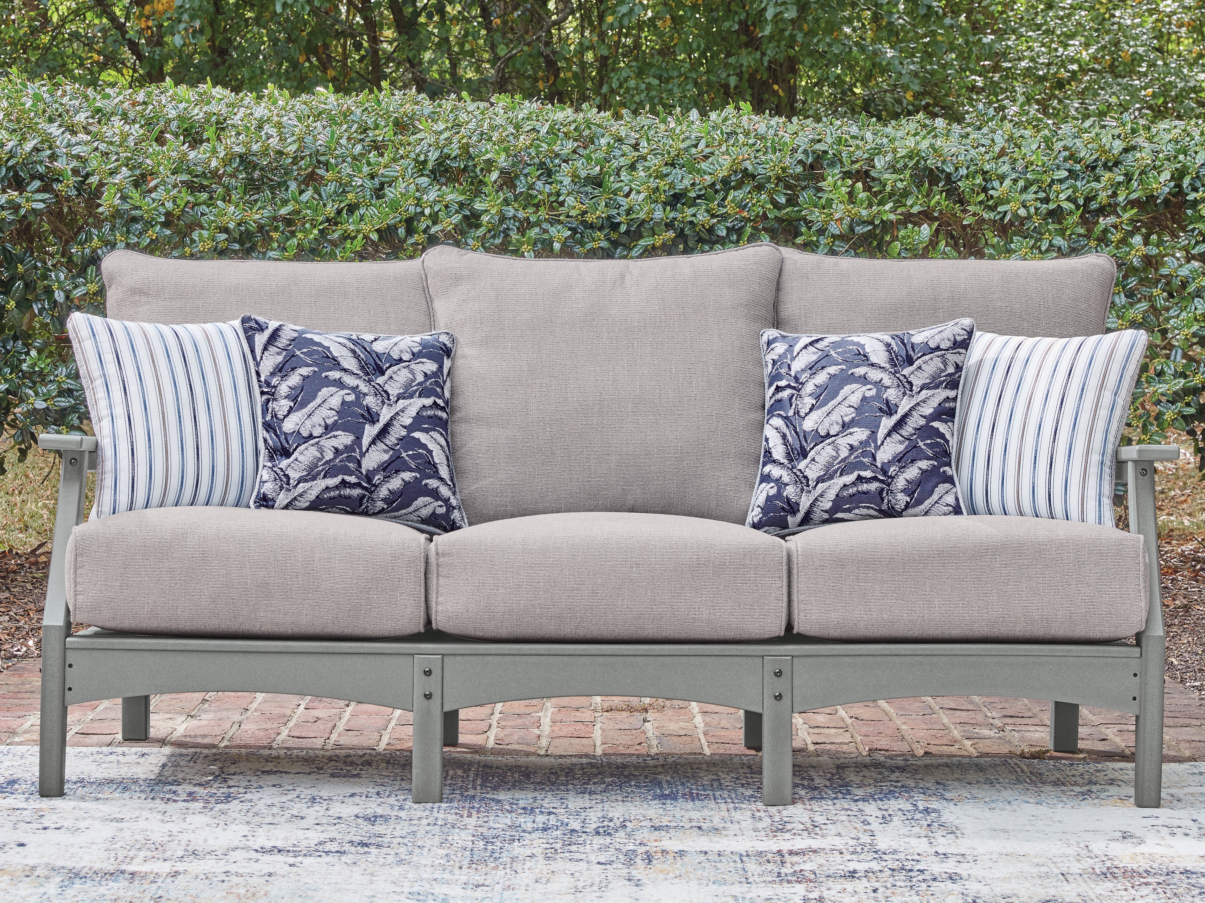 Warmstead Furniture - Ashley Furniture - Cove Beach Outdoor - Sofa with Cushion / Gray - PCP803-838