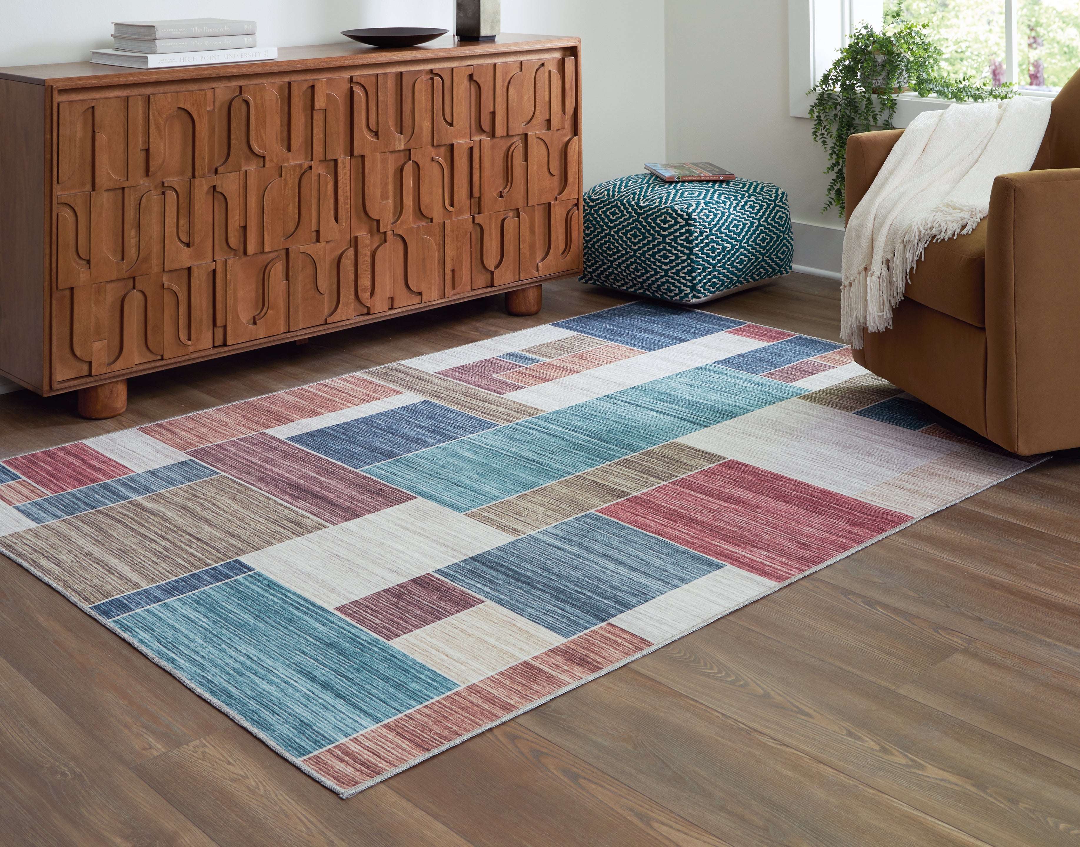 Warmstead Furniture - Ashley Furniture - Numore Rug - 5'2" x 6'11" Washable Rug / Multi - R406662
