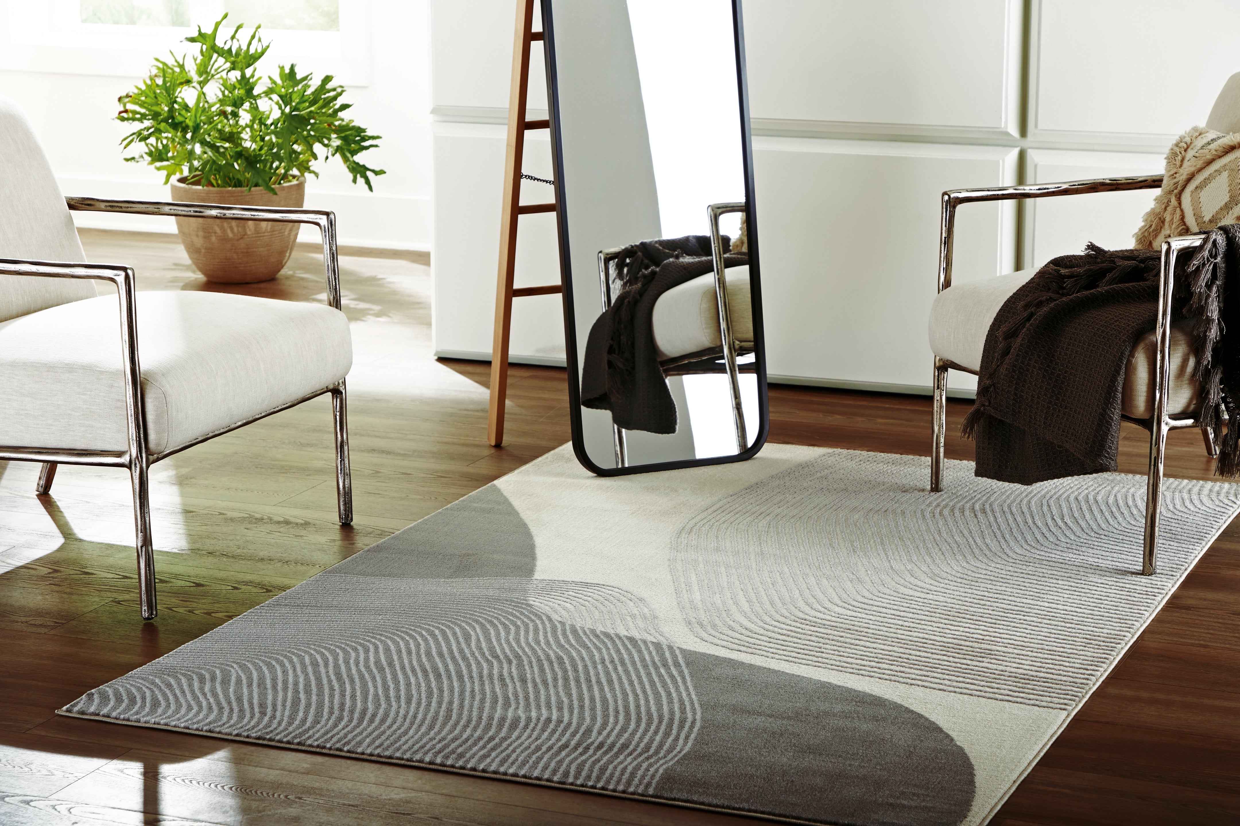 Warmstead Furniture - Ashley Furniture - Winderburg Rug - 5' x 7' Rug / Gray/Ivory - R406952