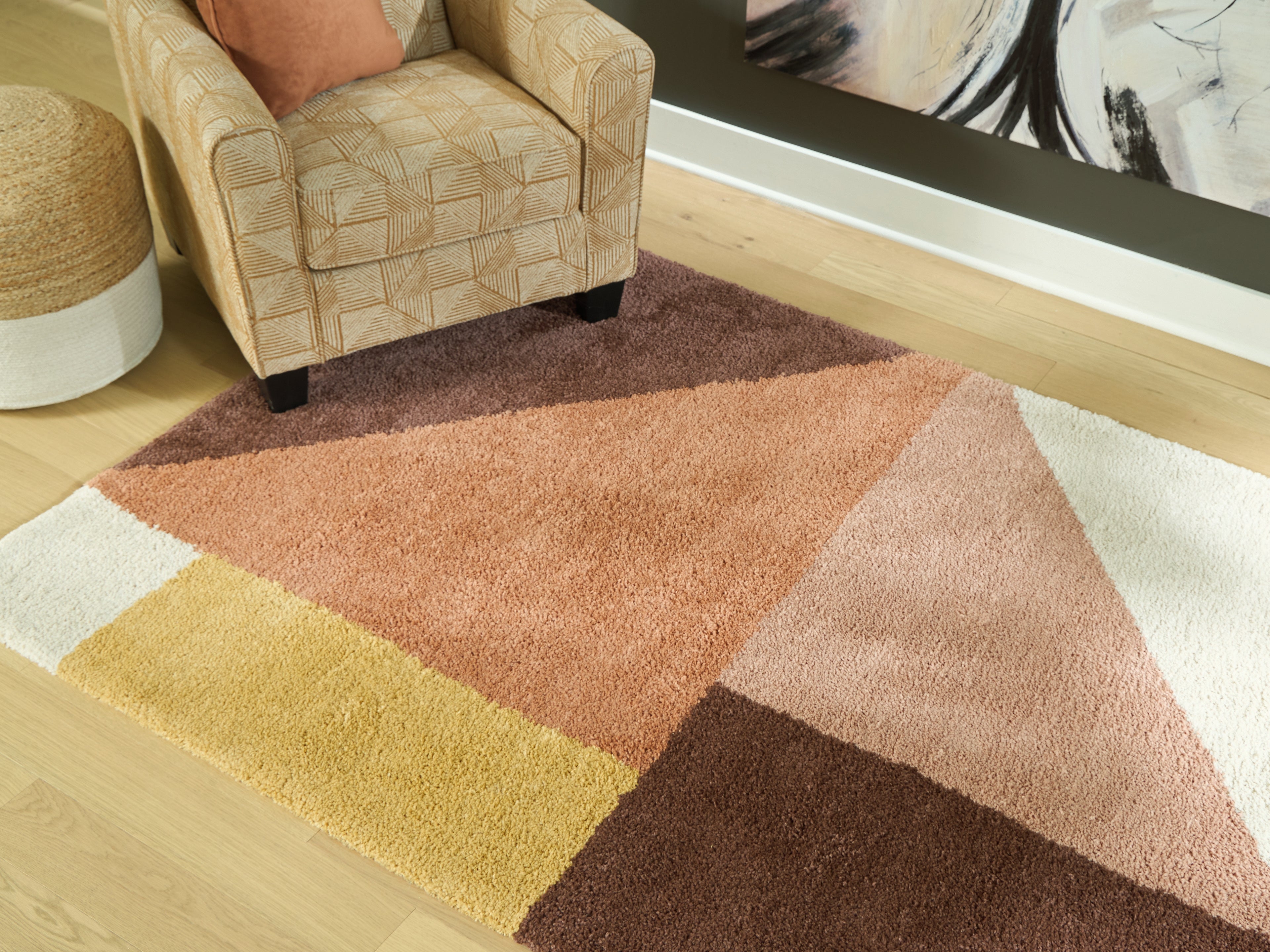 Warmstead Furniture - Ashley Furniture - Gailmore Rug - 5' x 7' Rug / Cream/Pink/Ocher - R407172