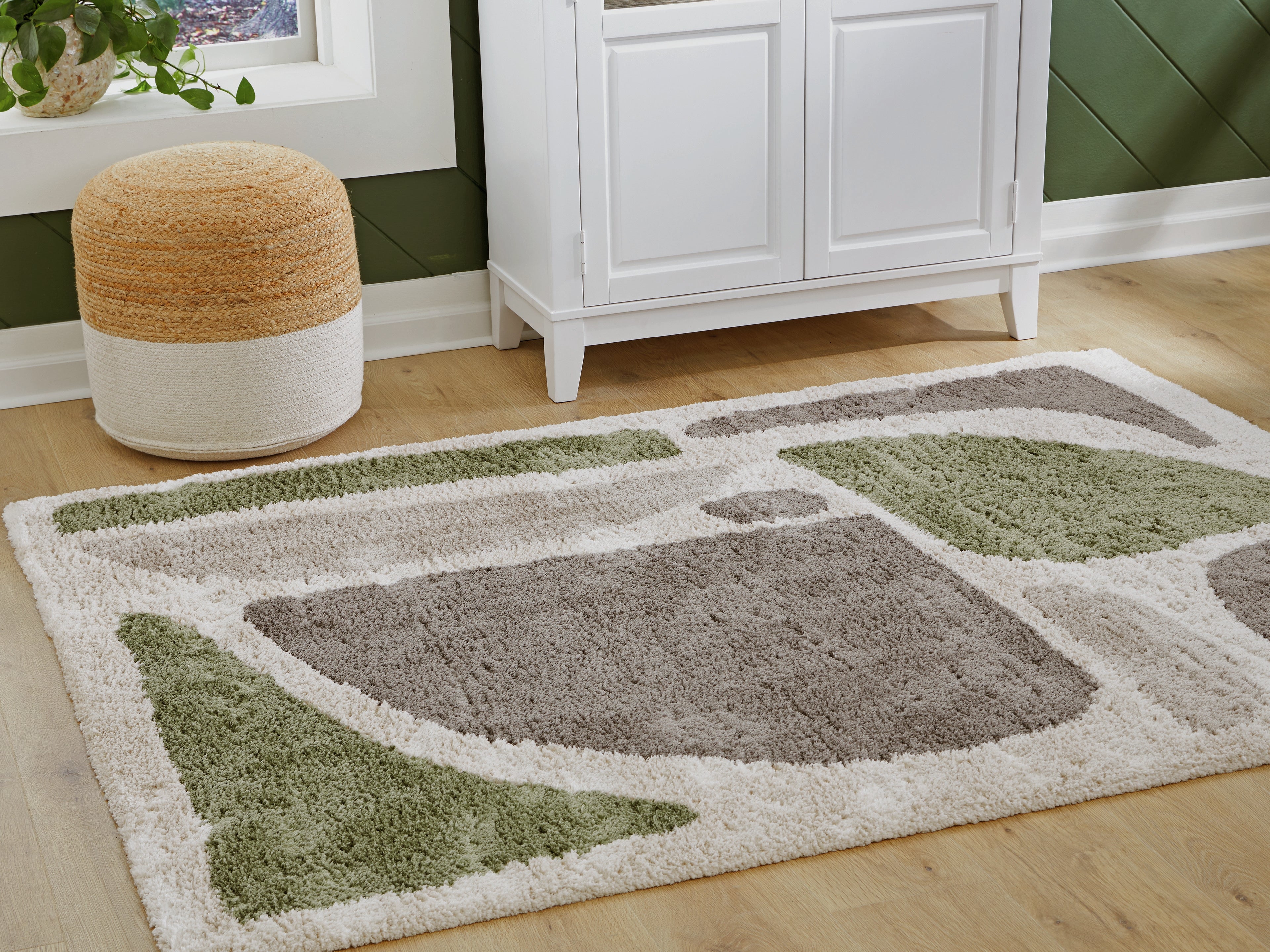 Warmstead Furniture - Ashley Furniture - Anburgh Rug - Medium Rug / Green/Gray/Ivory - R407352