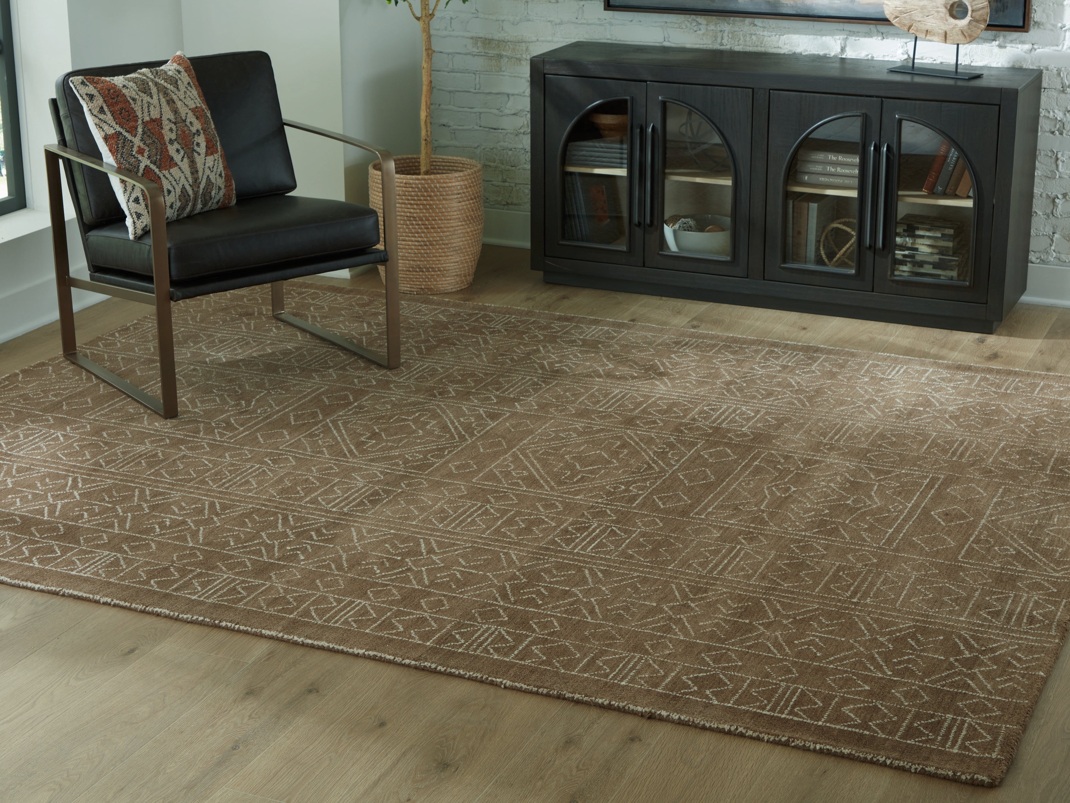 Warmstead Furniture - Ashley Furniture - Merrittman Rug - 7'8" x 10' Area Rug / Brown/Ivory - R407701