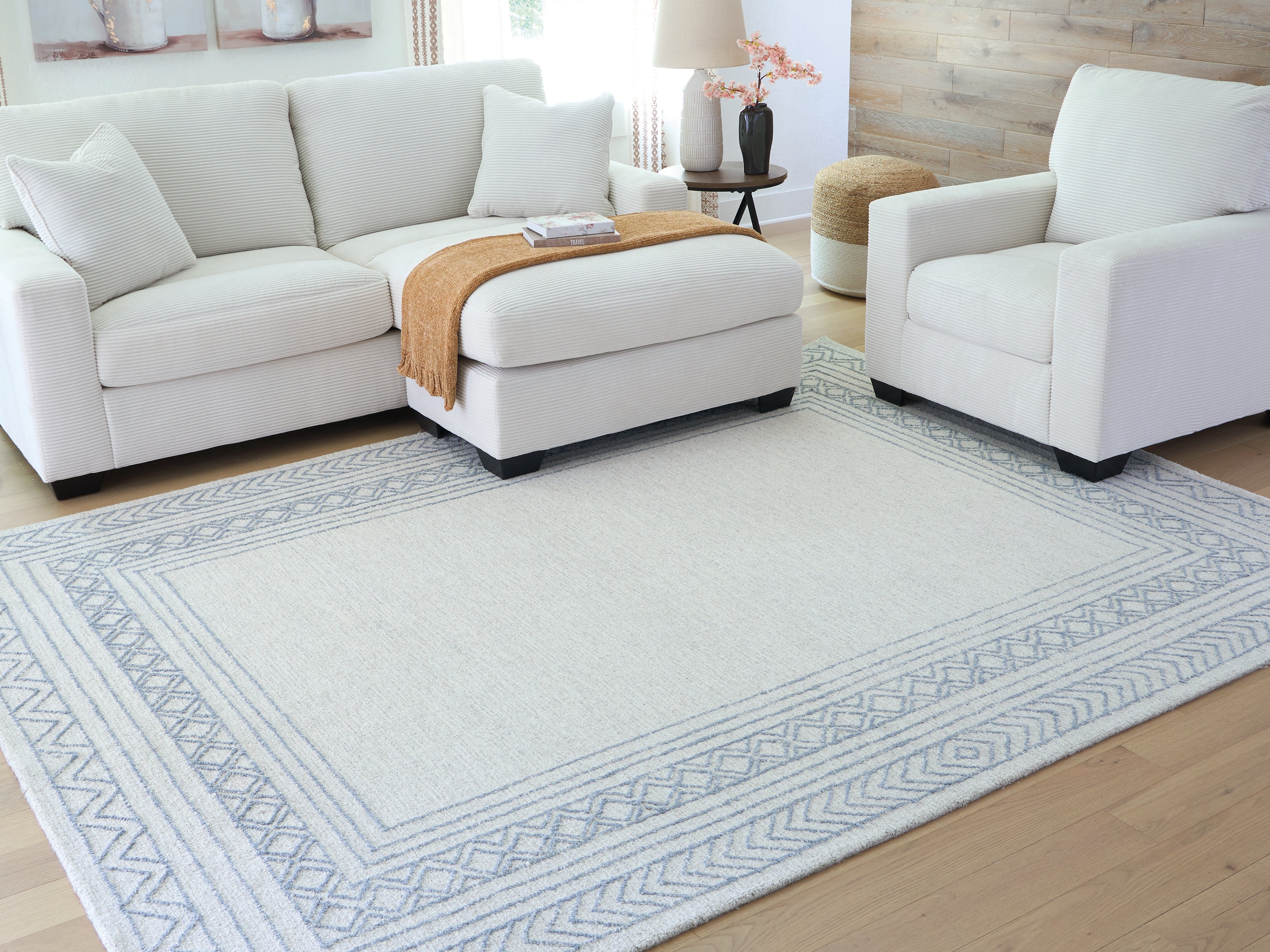 Warmstead Furniture - Ashley Furniture - Azelhurst Rug - 7'8" x 10' Area Rug / Blue/Ivory/Gray - R407851