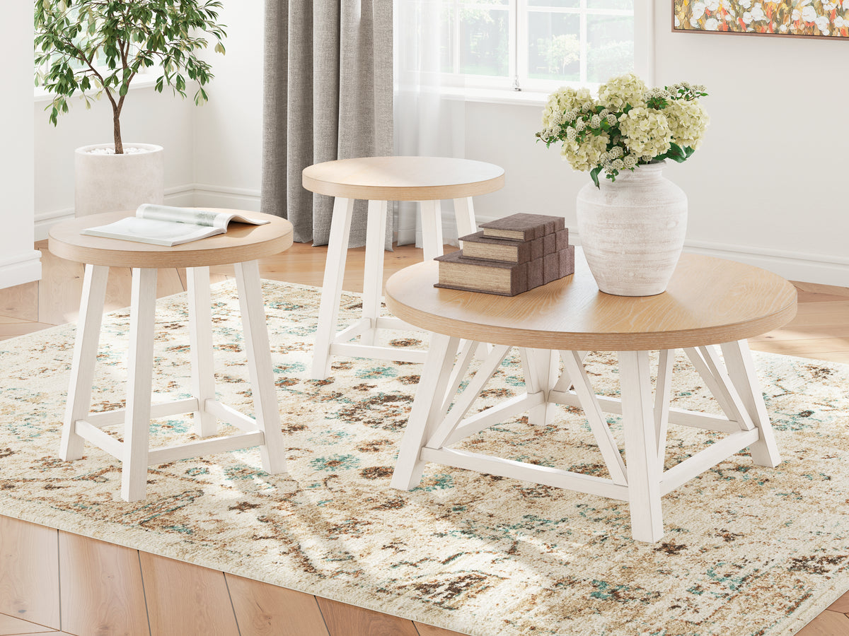 Warmstead Furniture - Ashley Furniture - Fawndell Table (Set of 3) - Occasional Table Set (3/CN) / Antique White/Brown - T193-13