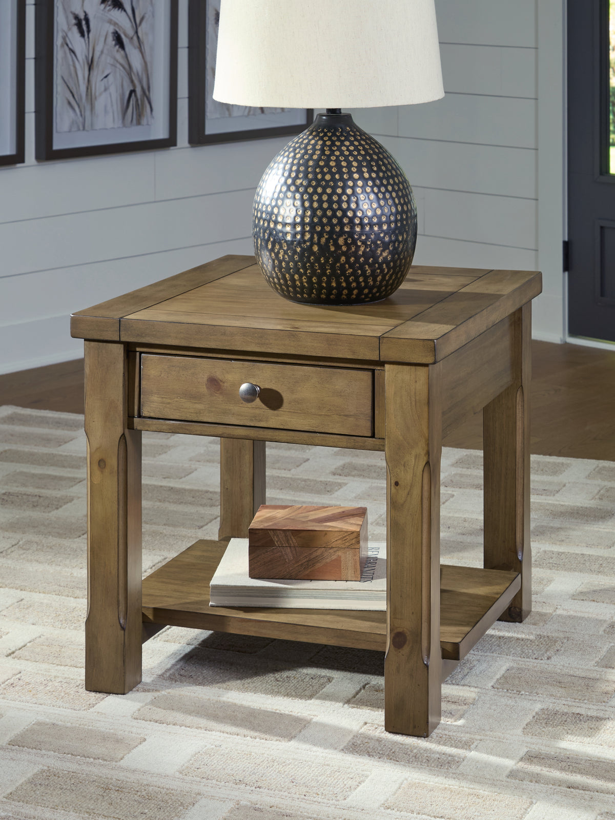 Warmstead Furniture - Ashley Furniture - Vandenmore End Table - Rectangular End Table / Medium Brown - T539-3