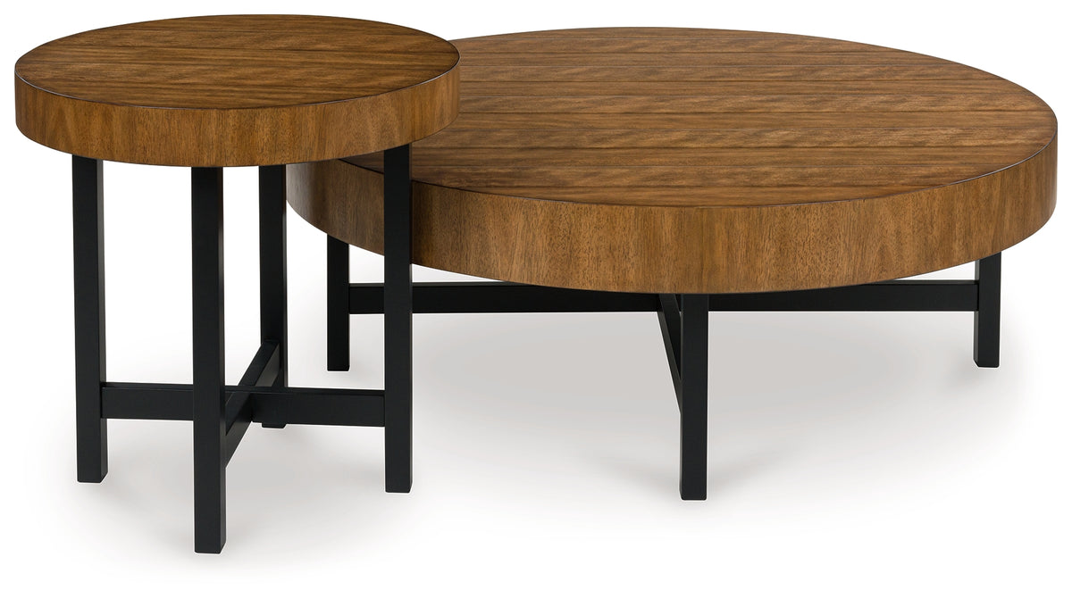 Warmstead Furniture - Ashley Furniture - Steenlage Table (Set of 2) - Occasional Table Set (Set of 2) / Brown/Black - T575-12