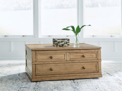 Warmstead Furniture - Ashley Furniture - Sharlance Lift-Top Coffee Table - Lift Top Cocktail Table / Light Brown - T655-9