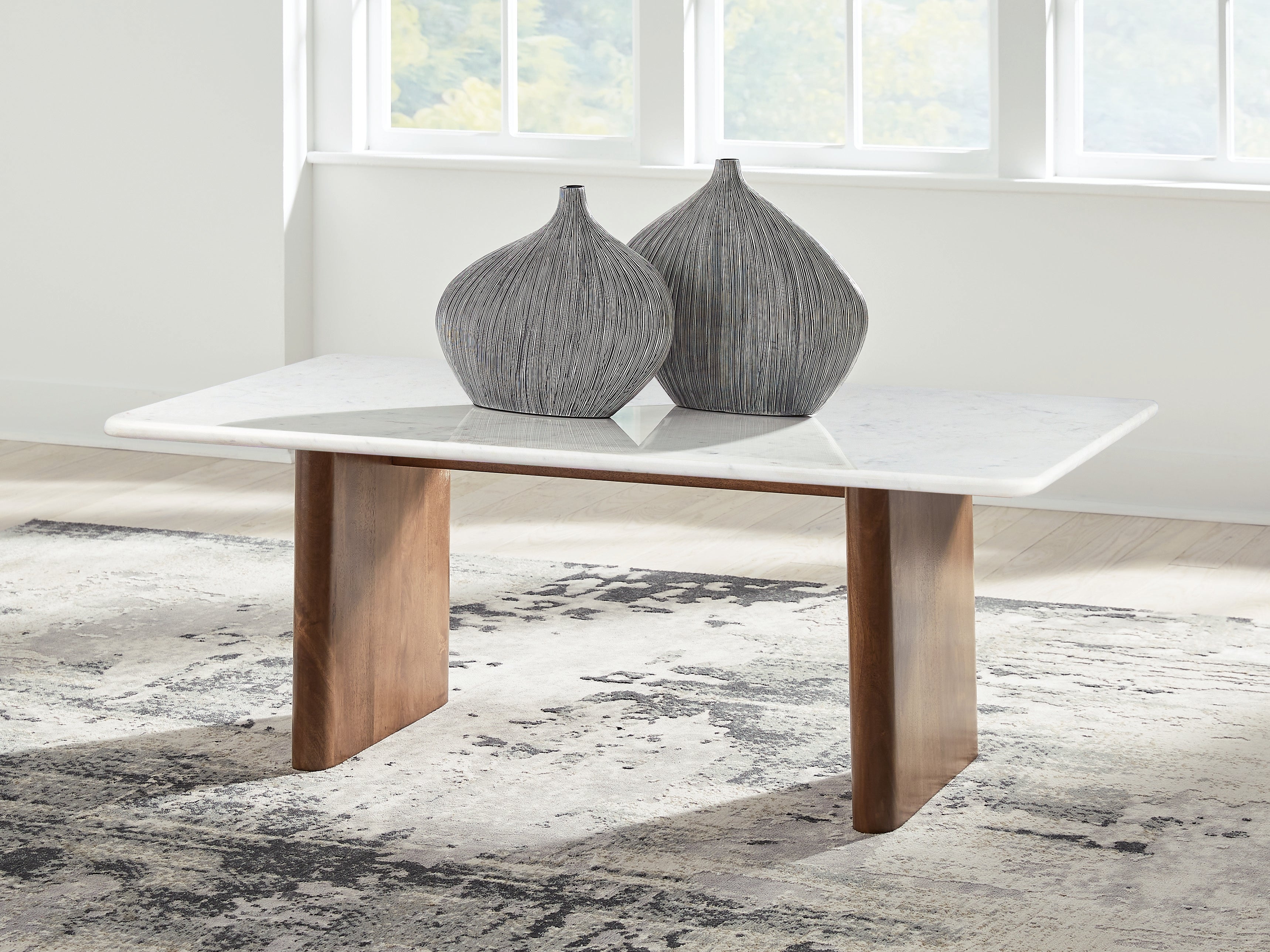 Warmstead Furniture - Ashley Furniture - Isanti Coffee Table - Rectangular Cocktail Table / Light Brown/White - T662-1