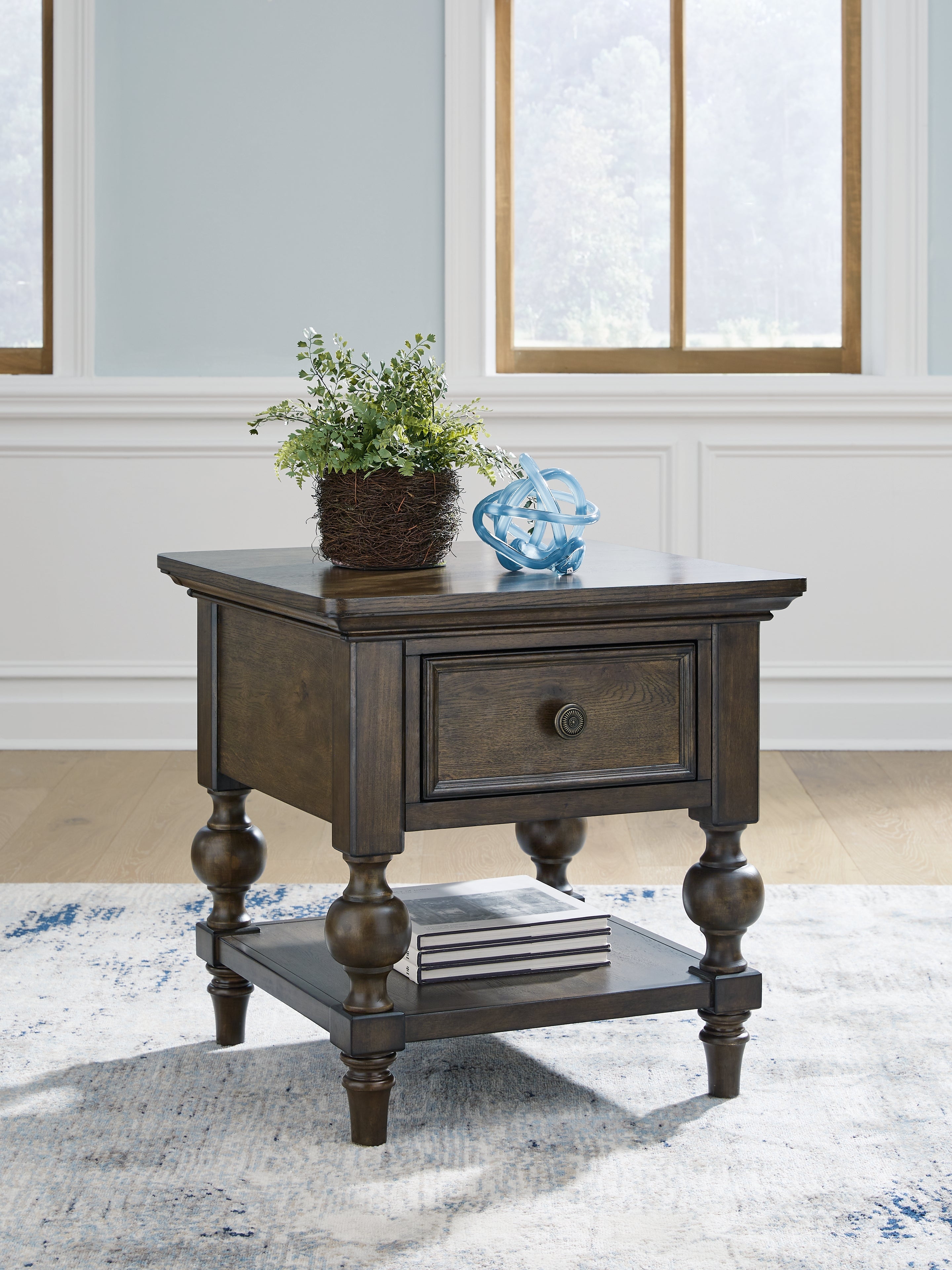 Warmstead Furniture - Ashley Furniture - Veramond End Table - Square End Table / Dark Brown - T694-2