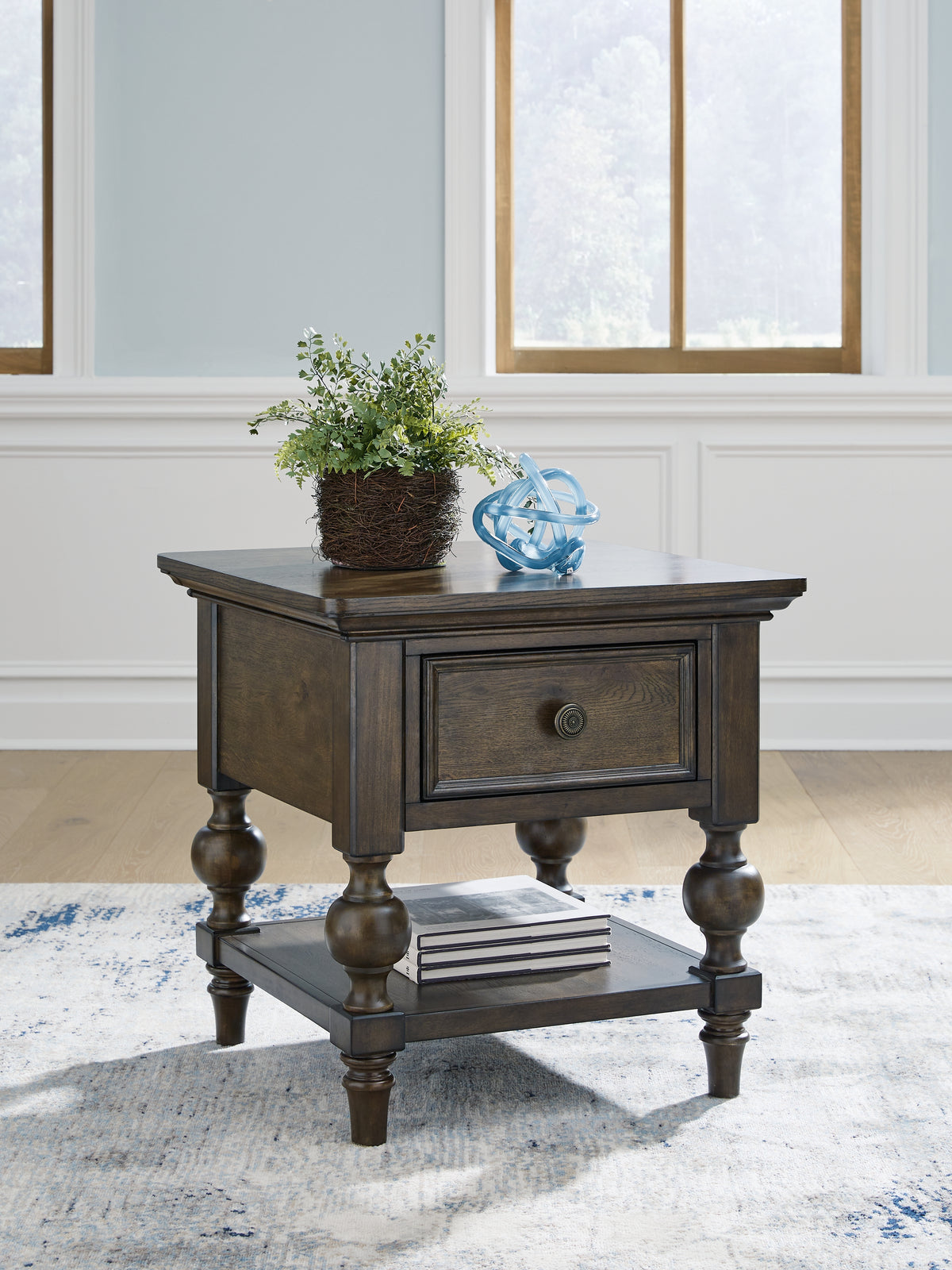 Warmstead Furniture - Ashley Furniture - Veramond End Table - Square End Table / Dark Brown - T694-2