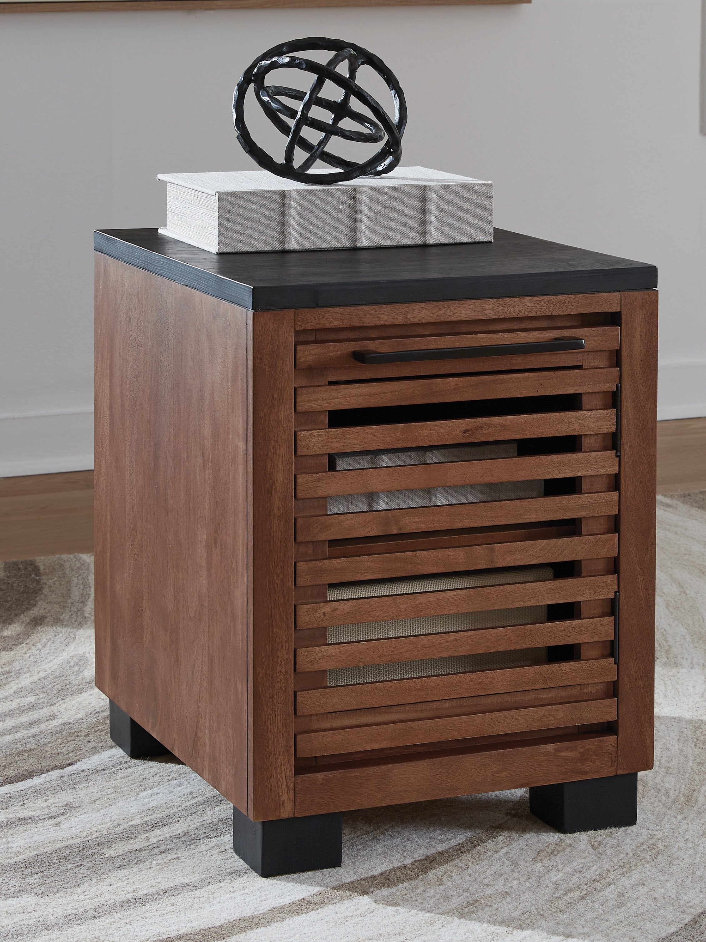 Warmstead Furniture - Ashley Furniture - Kallari Chairside End Table - Chair Side End Table / Warm Brown/Black - T737-7
