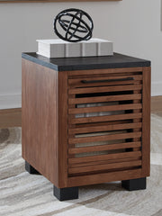 Warmstead Furniture - Ashley Furniture - Kallari Chairside End Table - Chair Side End Table / Warm Brown/Black - T737-7