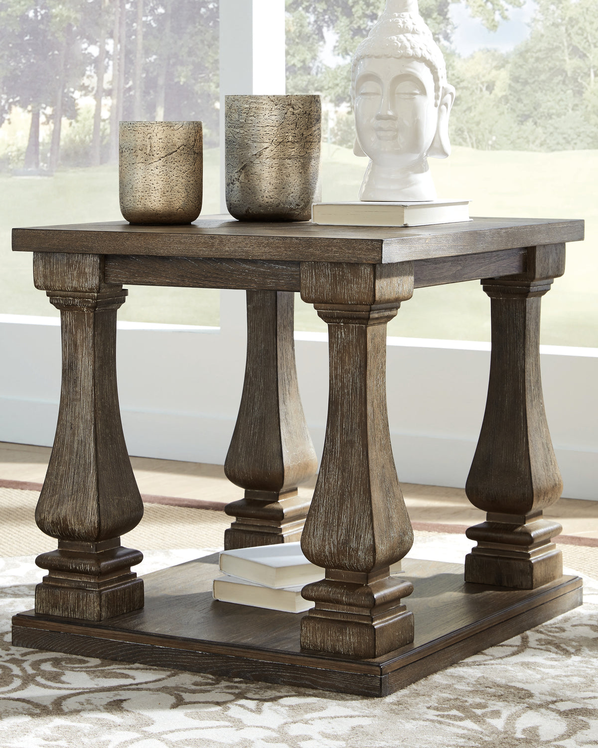 Warmstead Furniture - Ashley Furniture - Johnelle End Table - Rectangular End Table / Gray - T776-3