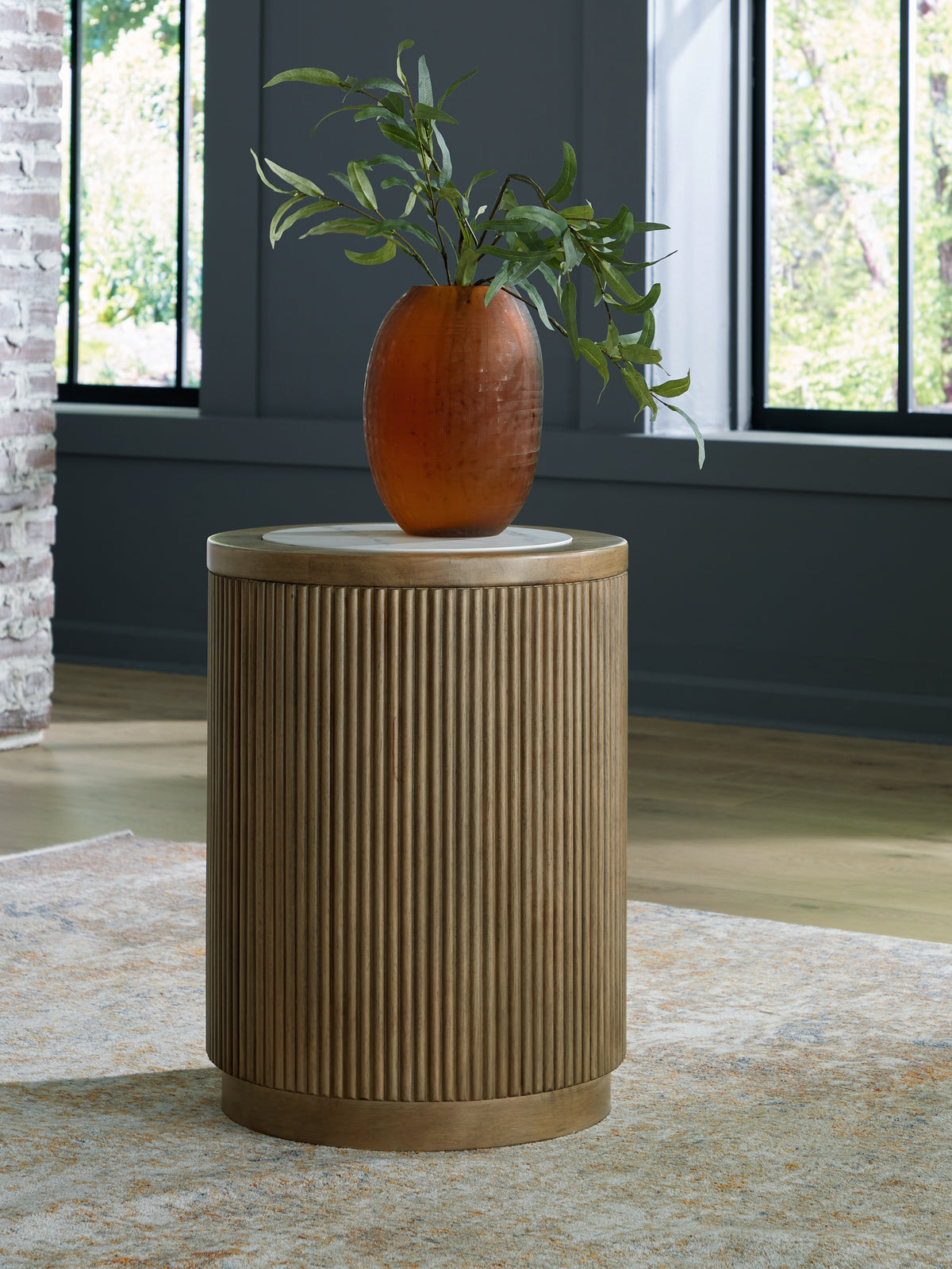 Warmstead Furniture - Ashley Furniture - Camdill End Table - Round End Table / Light Brown/White - T808-6