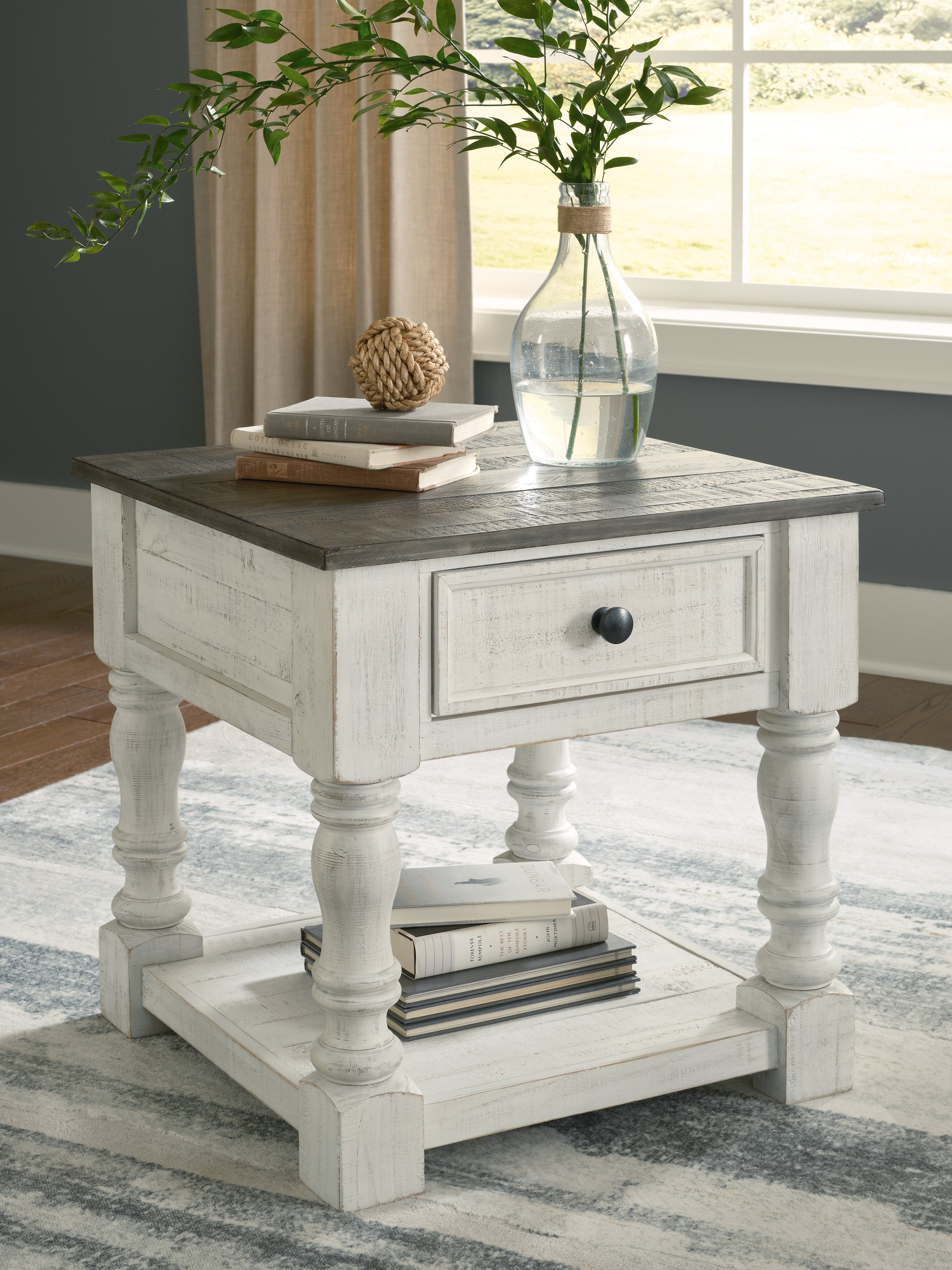 Warmstead Furniture - Ashley Furniture - Havalance End Table - Square End Table / White/Gray - T994-2