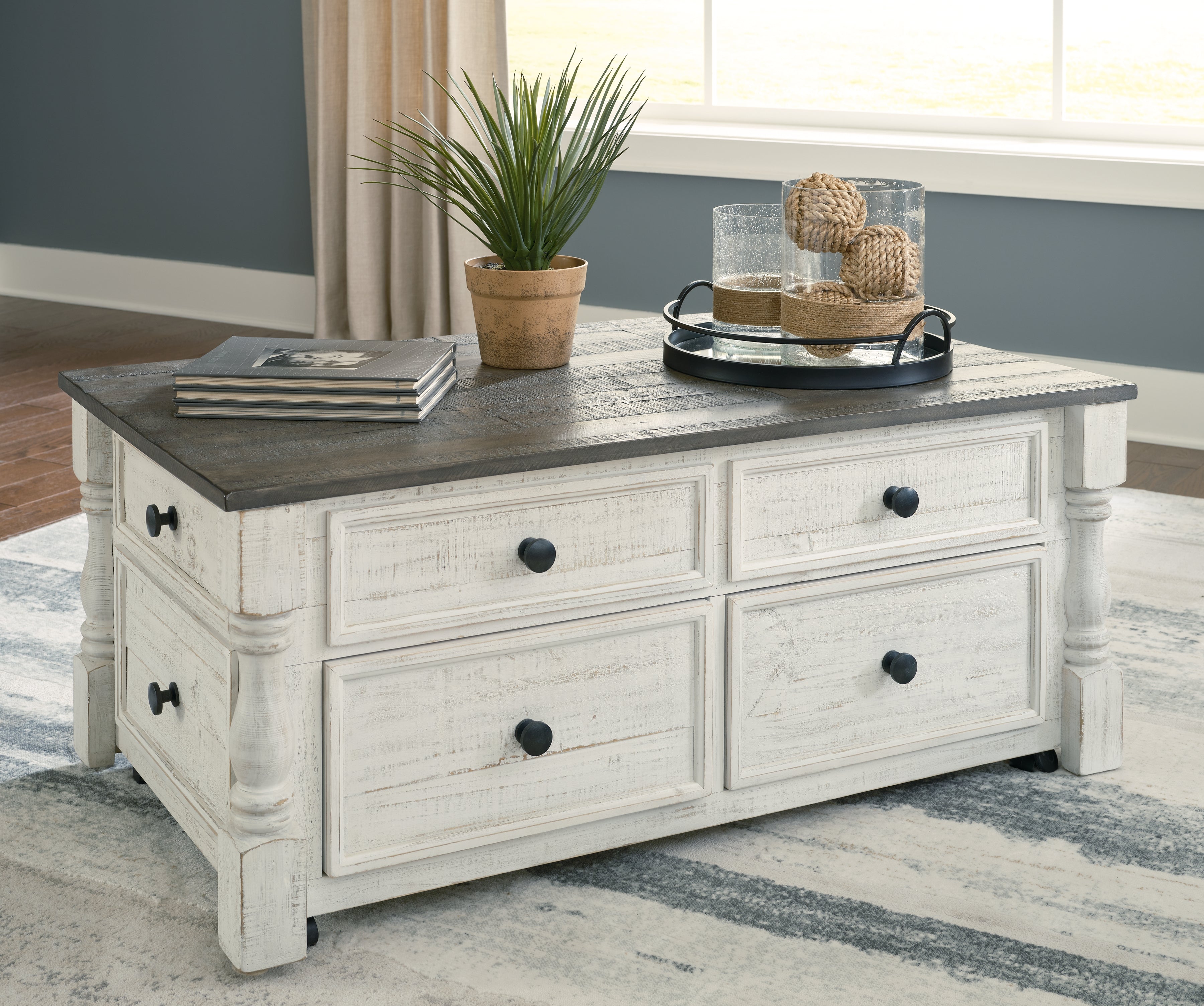 Warmstead Furniture - Ashley Furniture - Havalance Lift-Top Coffee Table - Lift Top Cocktail Table / White/Gray - T994-20