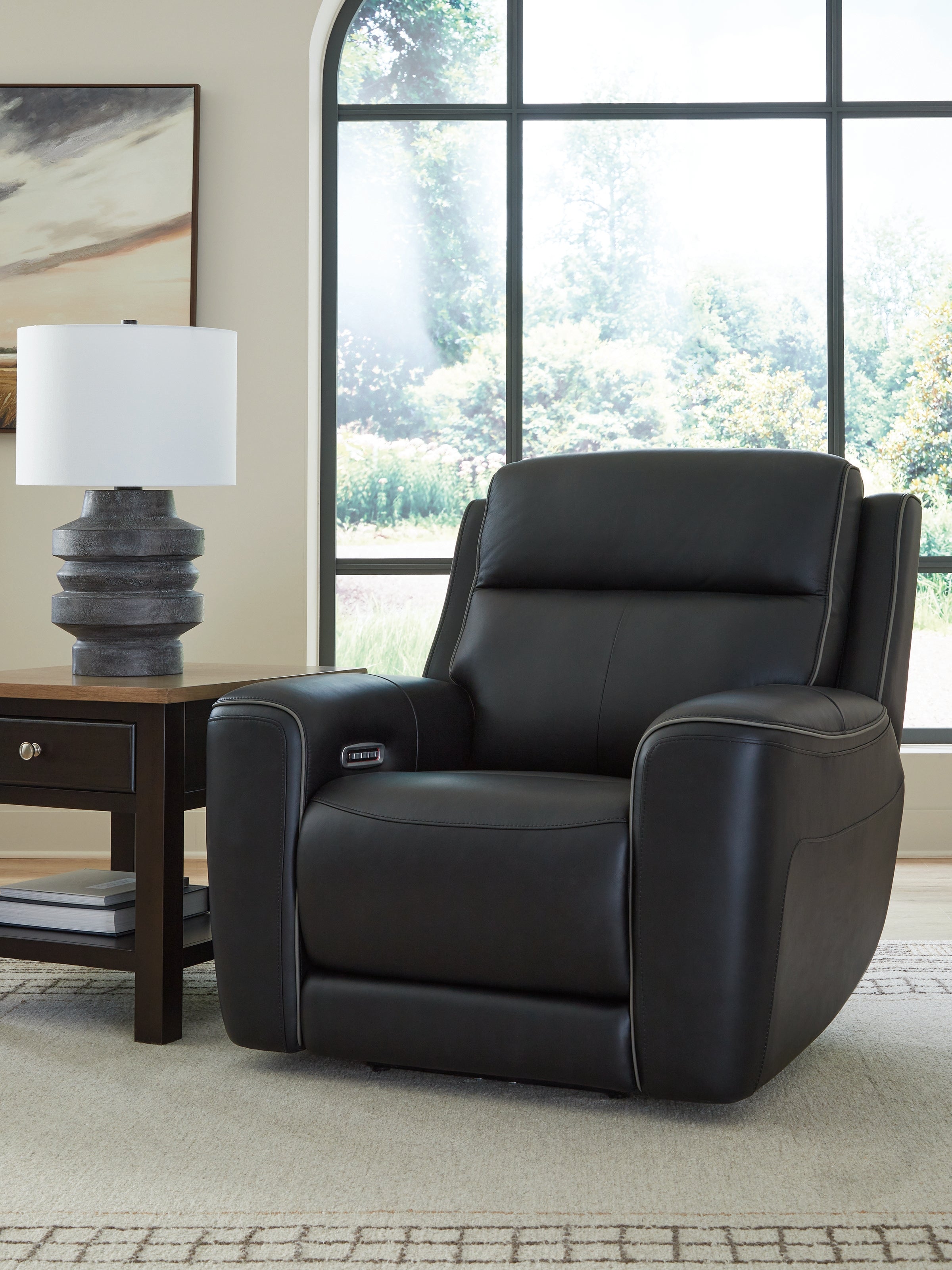 Warmstead Furniture - Ashley Furniture - 5Z-Comfort Living Room - PWR Recliner/ADJ Headrest / Onyx - PCU1090213
