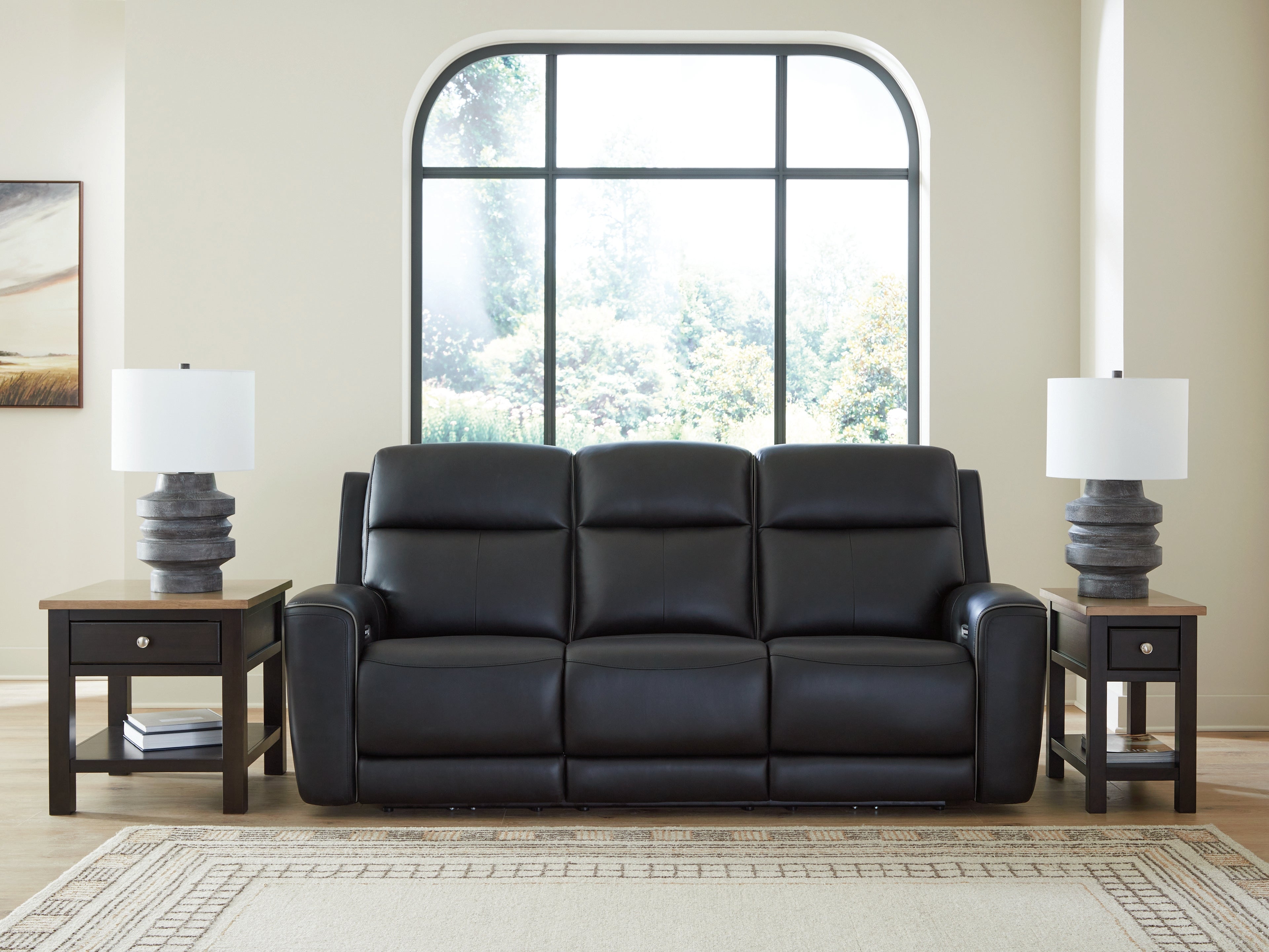 Warmstead Furniture - Ashley Furniture - 5Z-Comfort Living Room - PWR REC Sofa with ADJ Headrest / Onyx - PCU1090215