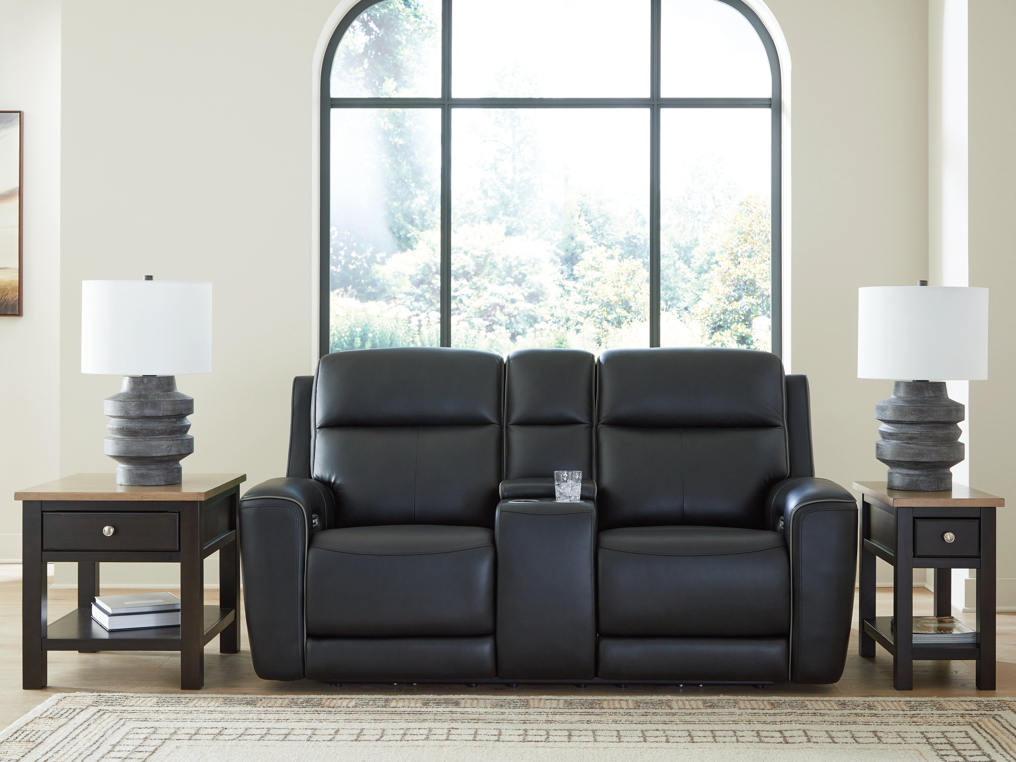 Warmstead Furniture - Ashley Furniture - 5Z-Comfort Living Room - PWR REC Loveseat/CON/ADJ HDRST / Onyx - PCU1090218