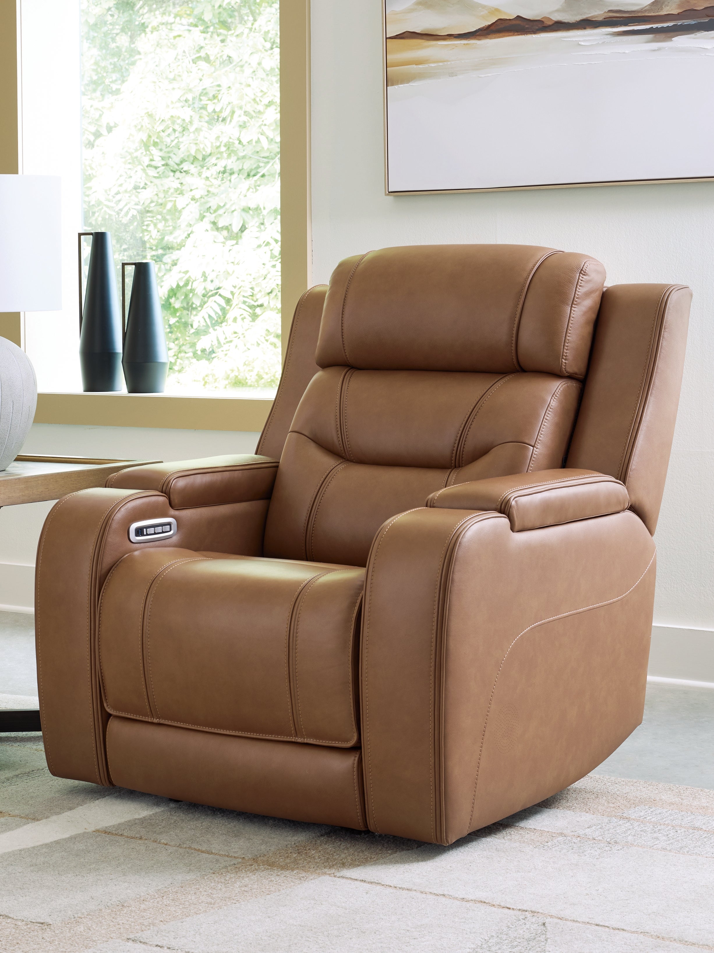 Warmstead Furniture - Ashley Furniture - Knightington Living Room - Power Recliner w/Audio Seating / Caramel - PCU1160013A