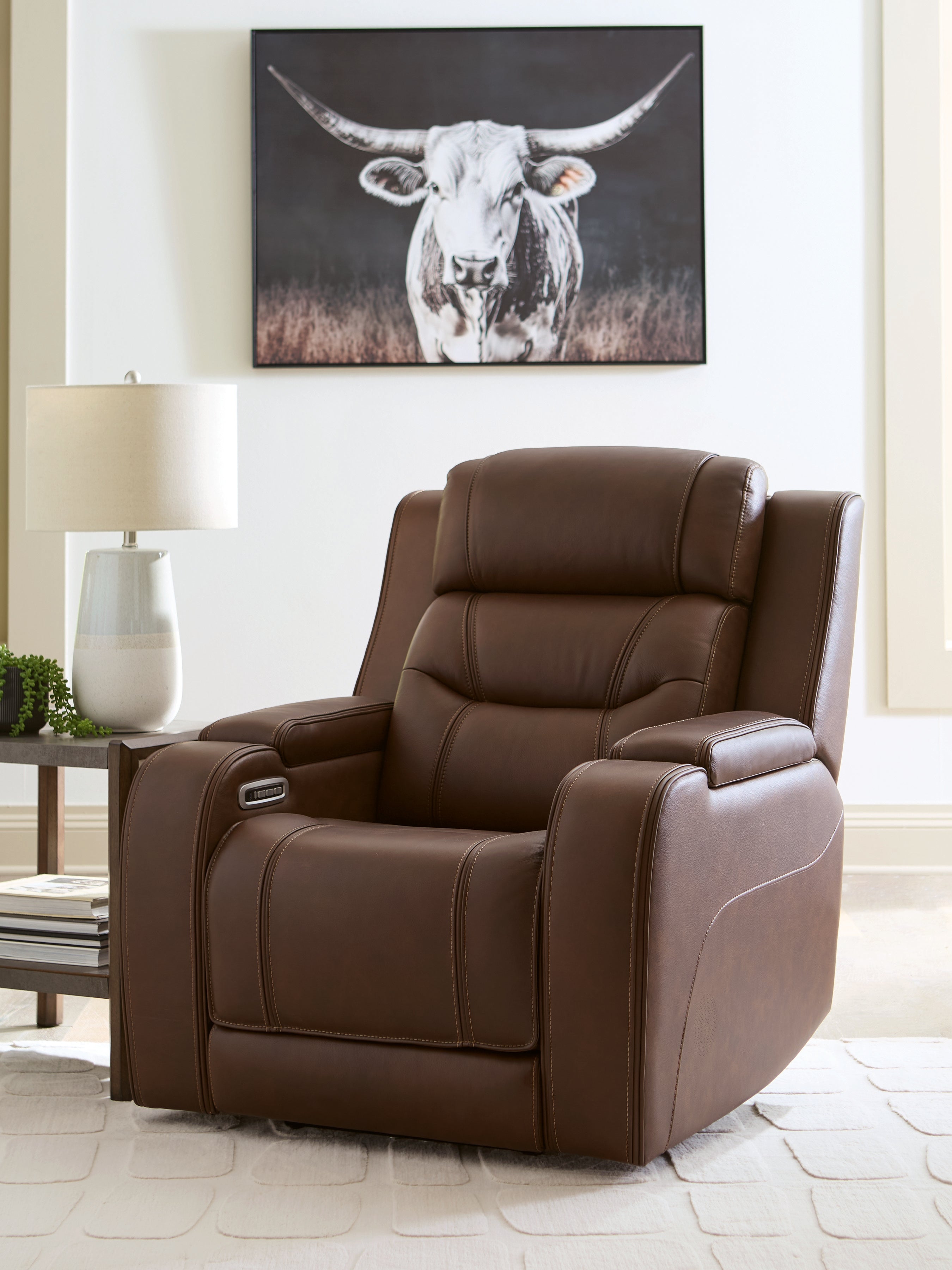 Warmstead Furniture - Ashley Furniture - Knightington Living Room - Power Recliner w/Audio Seating / Brown - PCU1160213A