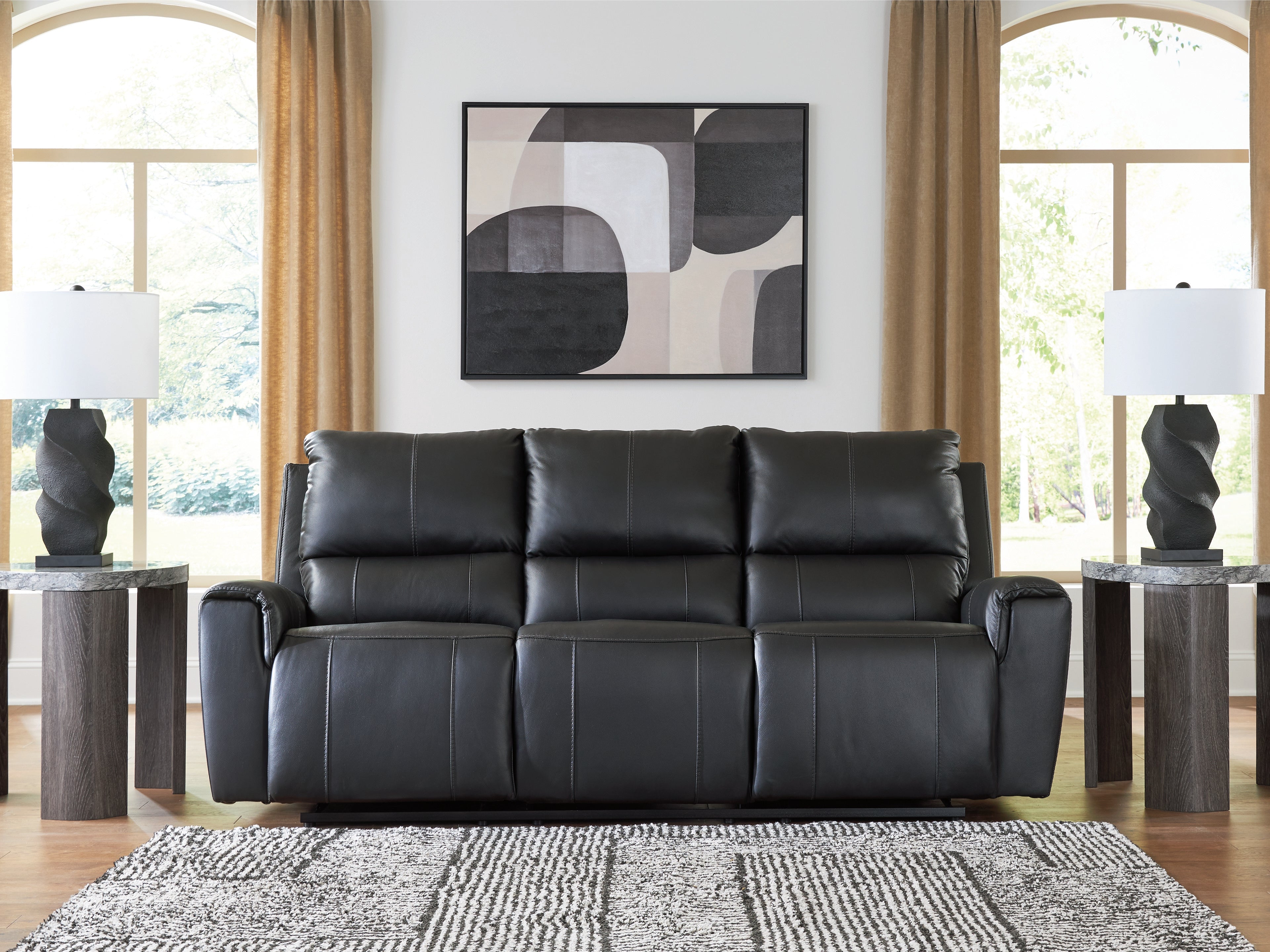Warmstead Furniture - Ashley Furniture - Glossmore Living Room - Reclining Sofa / Black - PCU1170088