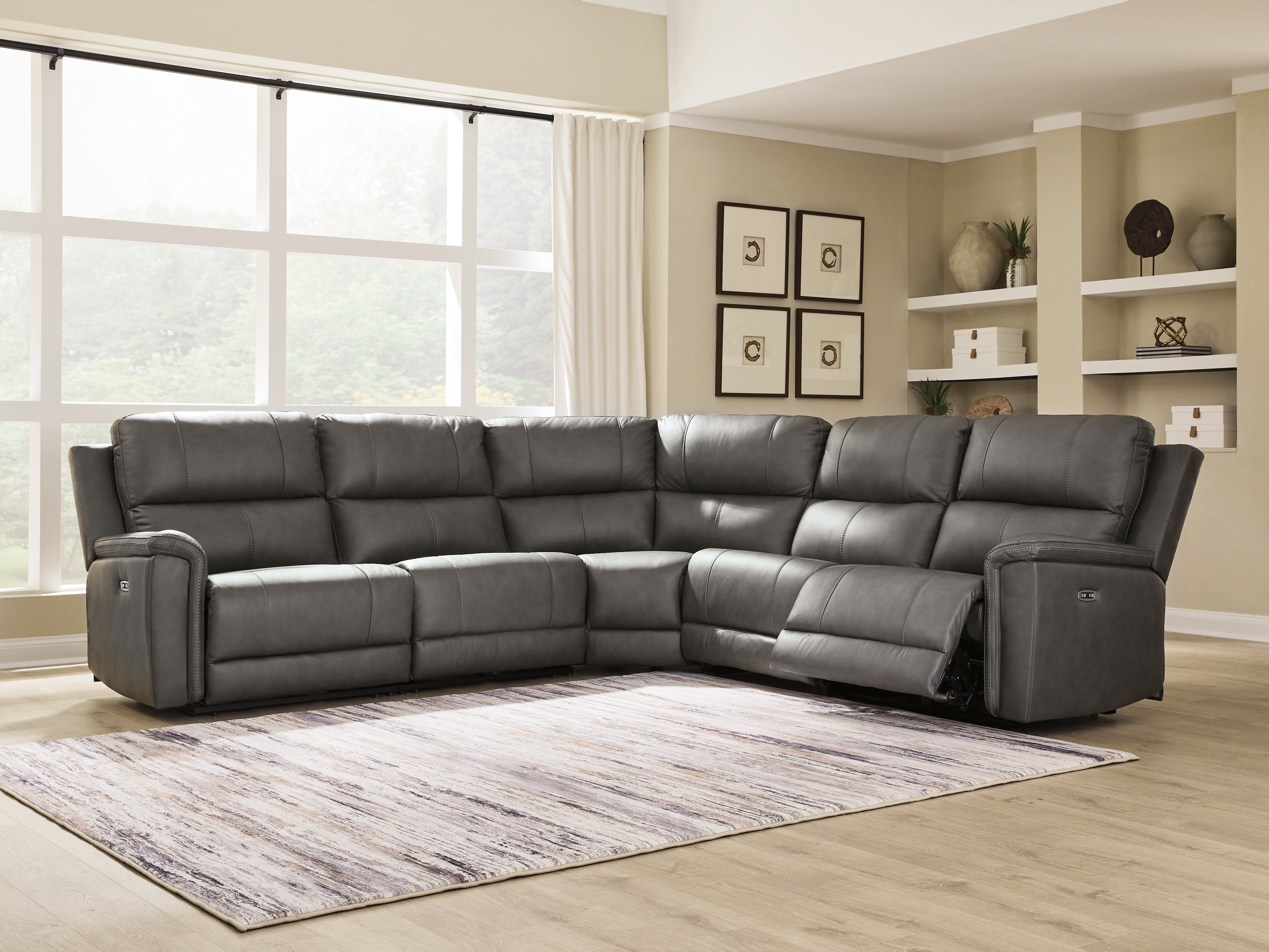 Warmstead Furniture - Ashley Furniture - Bleckley Sectional - 5-Piece Power Reclining Sectional / Anchor - PCU12000S4