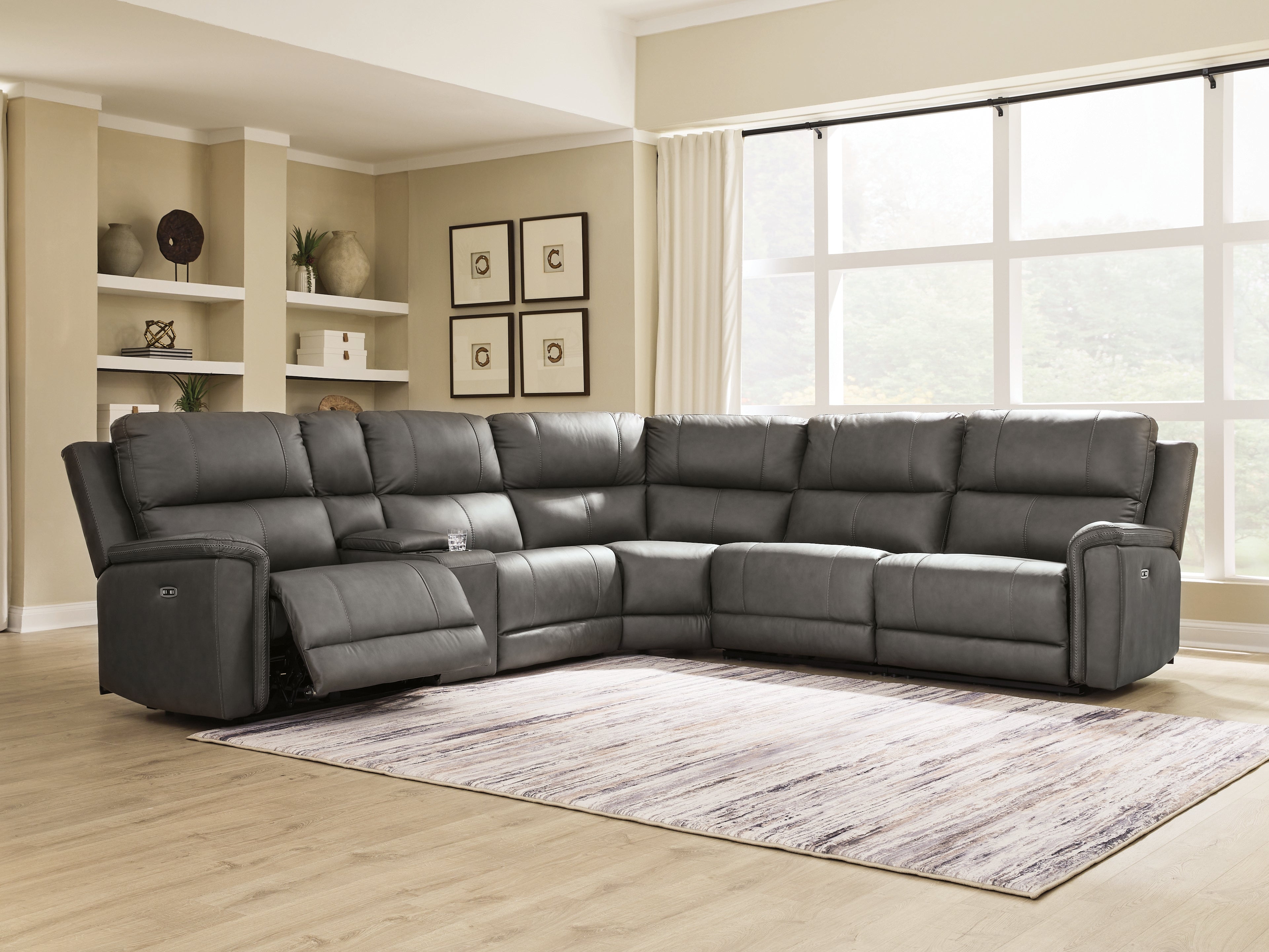 Warmstead Furniture - Ashley Furniture - Bleckley Sectional - 6-Piece Power Reclining Sectional / Anchor - PCU12000S5
