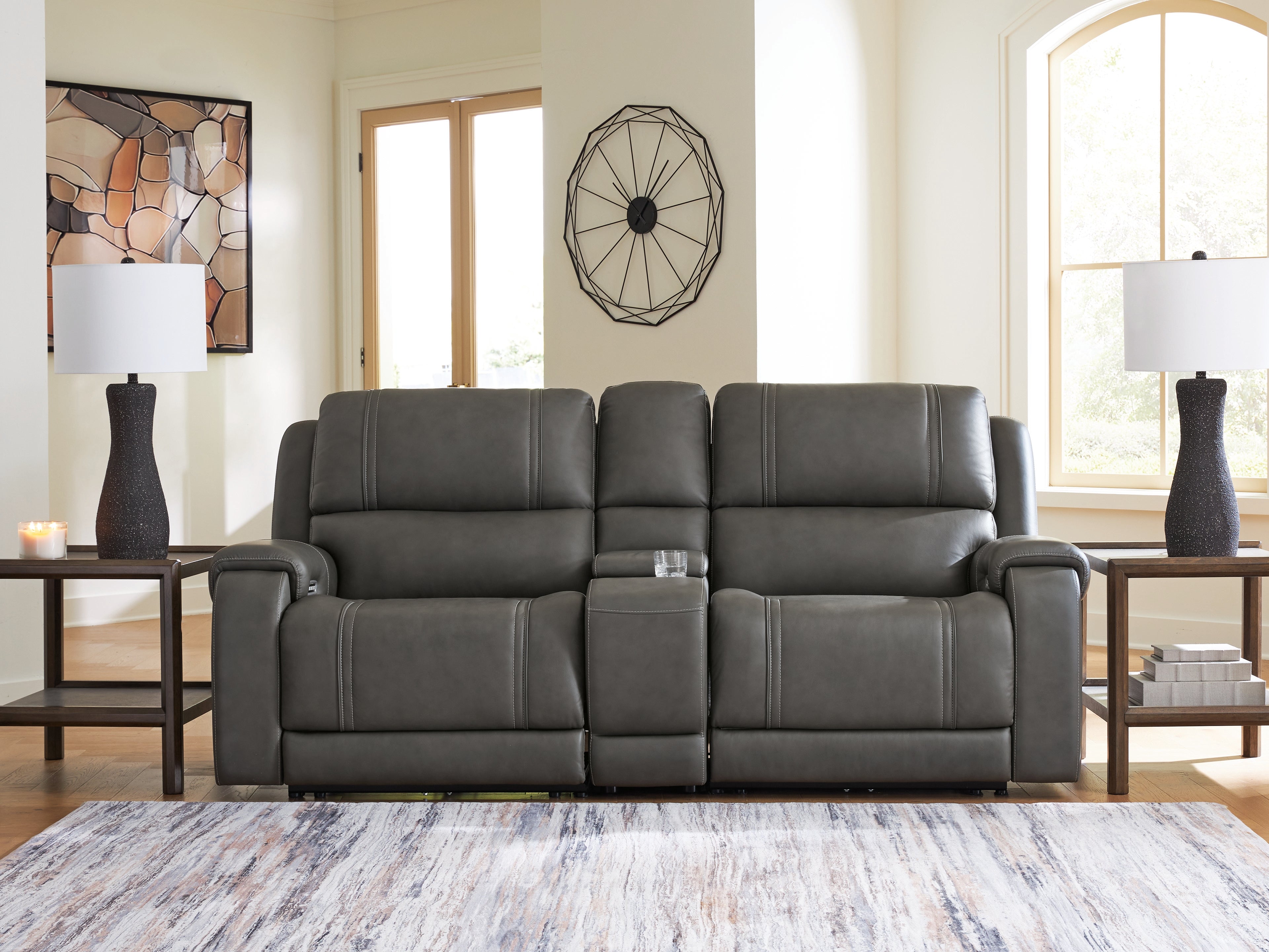 Warmstead Furniture - Ashley Furniture - 5Z - Pittson Sectional - 3-Piece Power Reclining Sectional Loveseat with Console - PCU12600S2