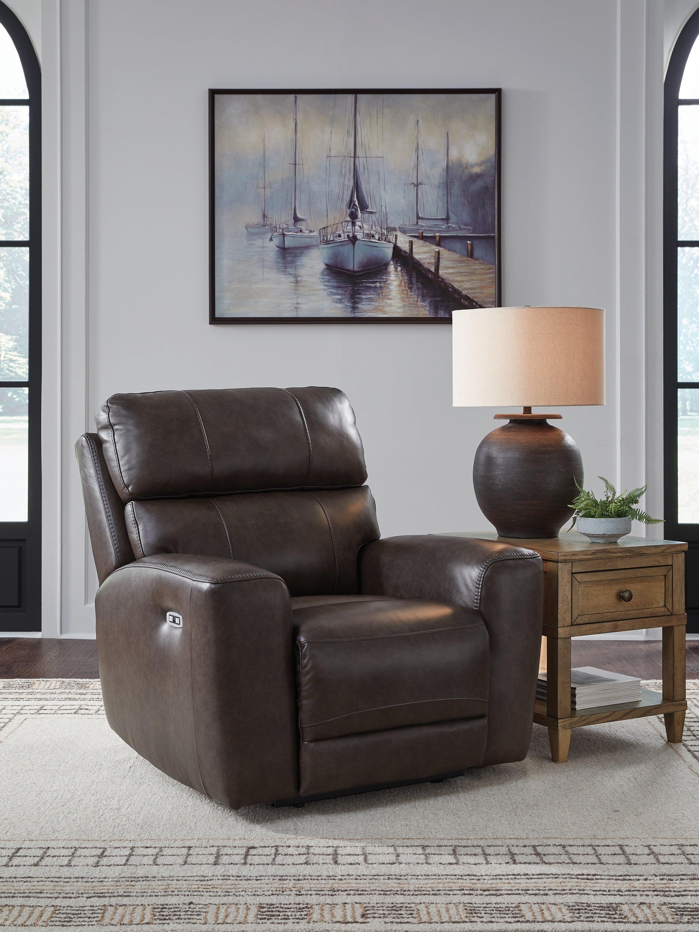Warmstead Furniture - Ashley Furniture - Crossplex Living Room - PWR Recliner/ADJ Headrest / Smoke - PCU6450613