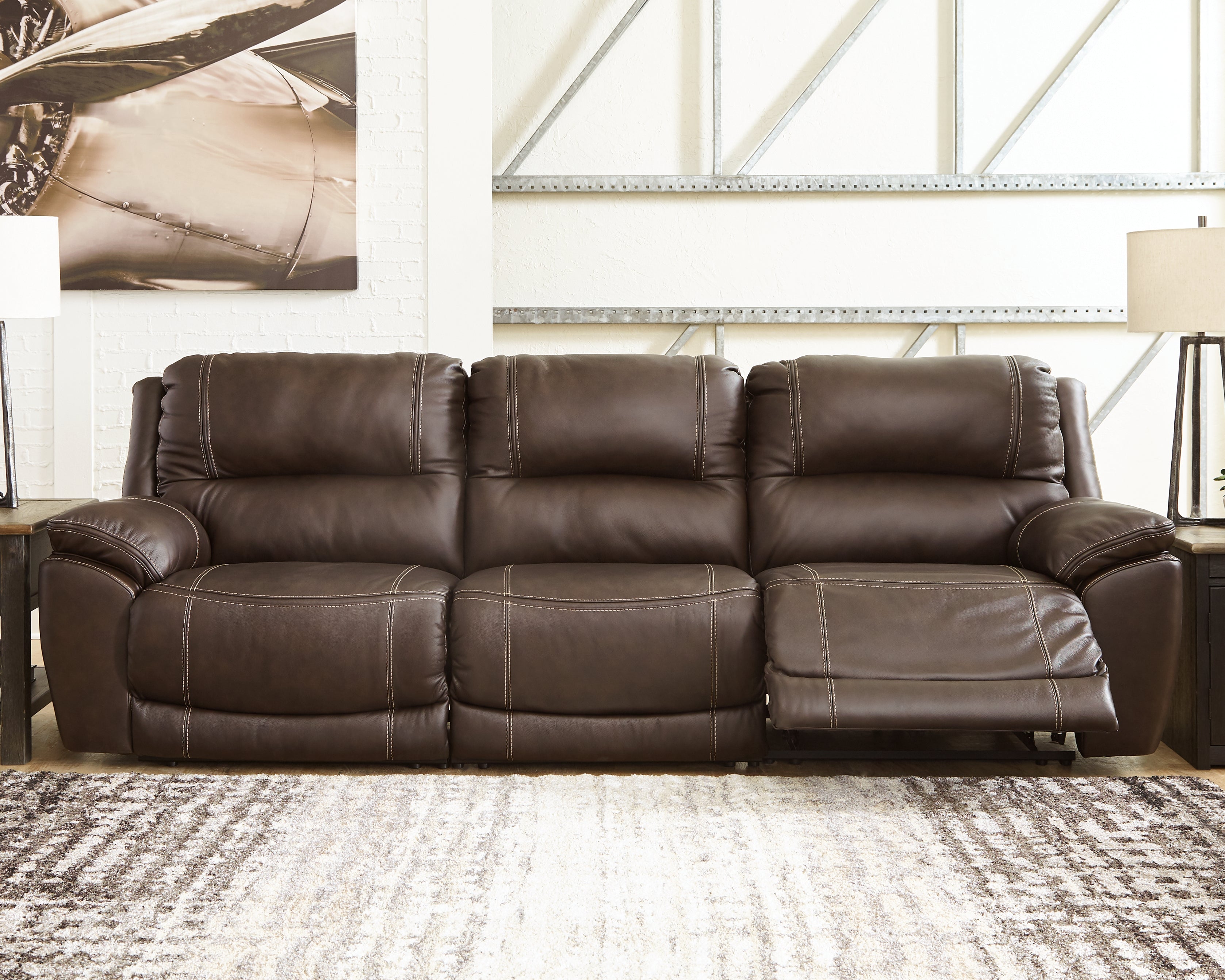 Warmstead Furniture - Ashley Furniture - Dunleith Sectional - 3-Piece Power Reclining Sofa / Chocolate - U71604S5