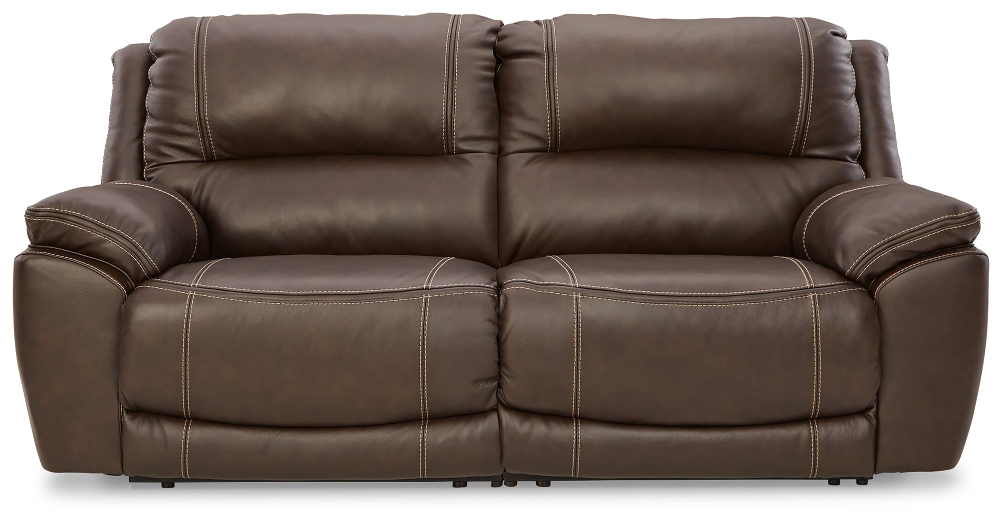 Warmstead Furniture - Ashley Furniture - Dunleith Sectional - 2-Piece Power Reclining Sectional Loveseat / Chocolate - U71604S3