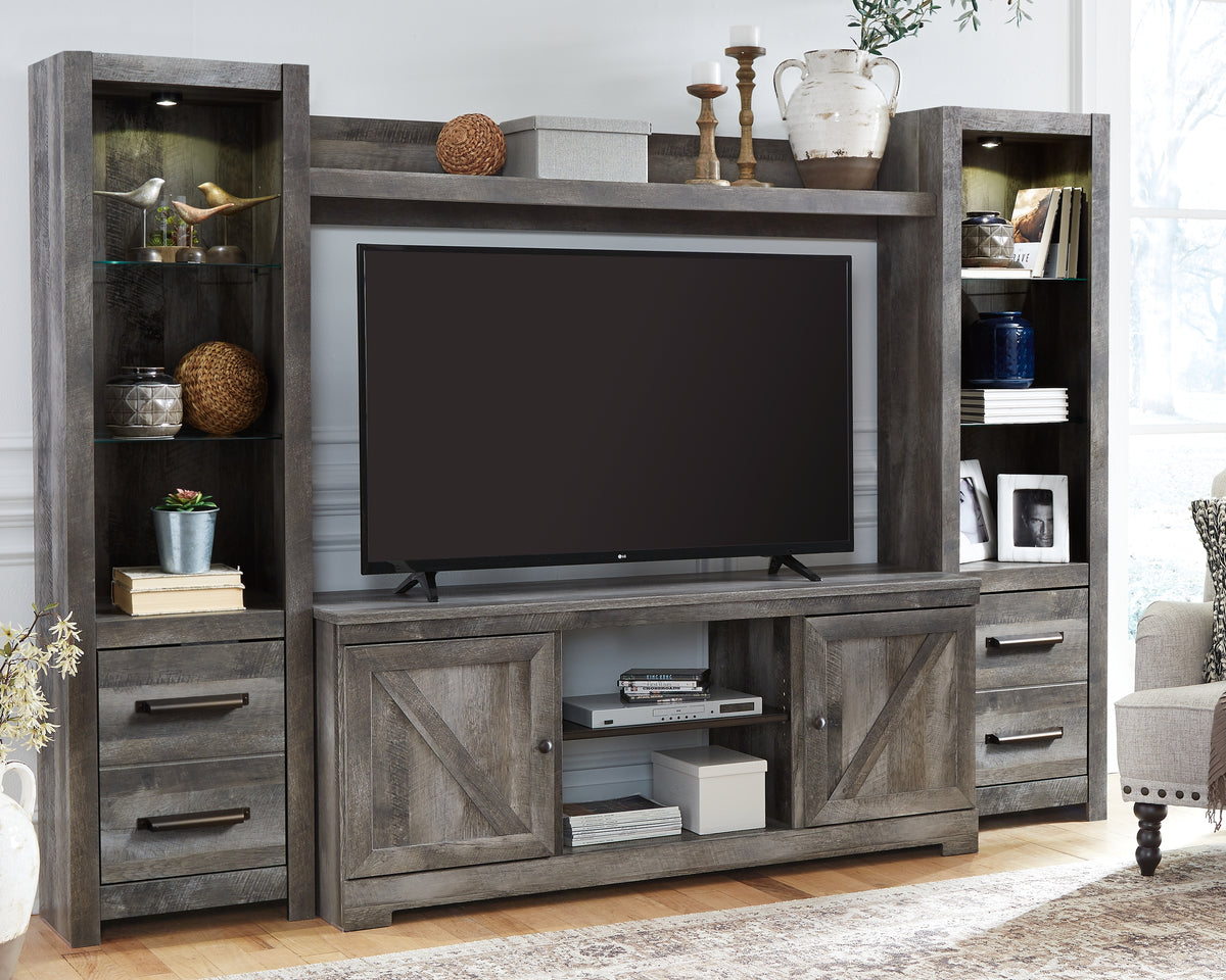 Warmstead Furniture - Ashley Furniture - Wynnlow Entertainment Center - 4-Piece Entertainment Center / Gray - W440W2