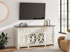 Warmstead Furniture - Ashley Furniture - Bolanburg 73" TV Stand - 73" / White/Weathered Gray - W647-68